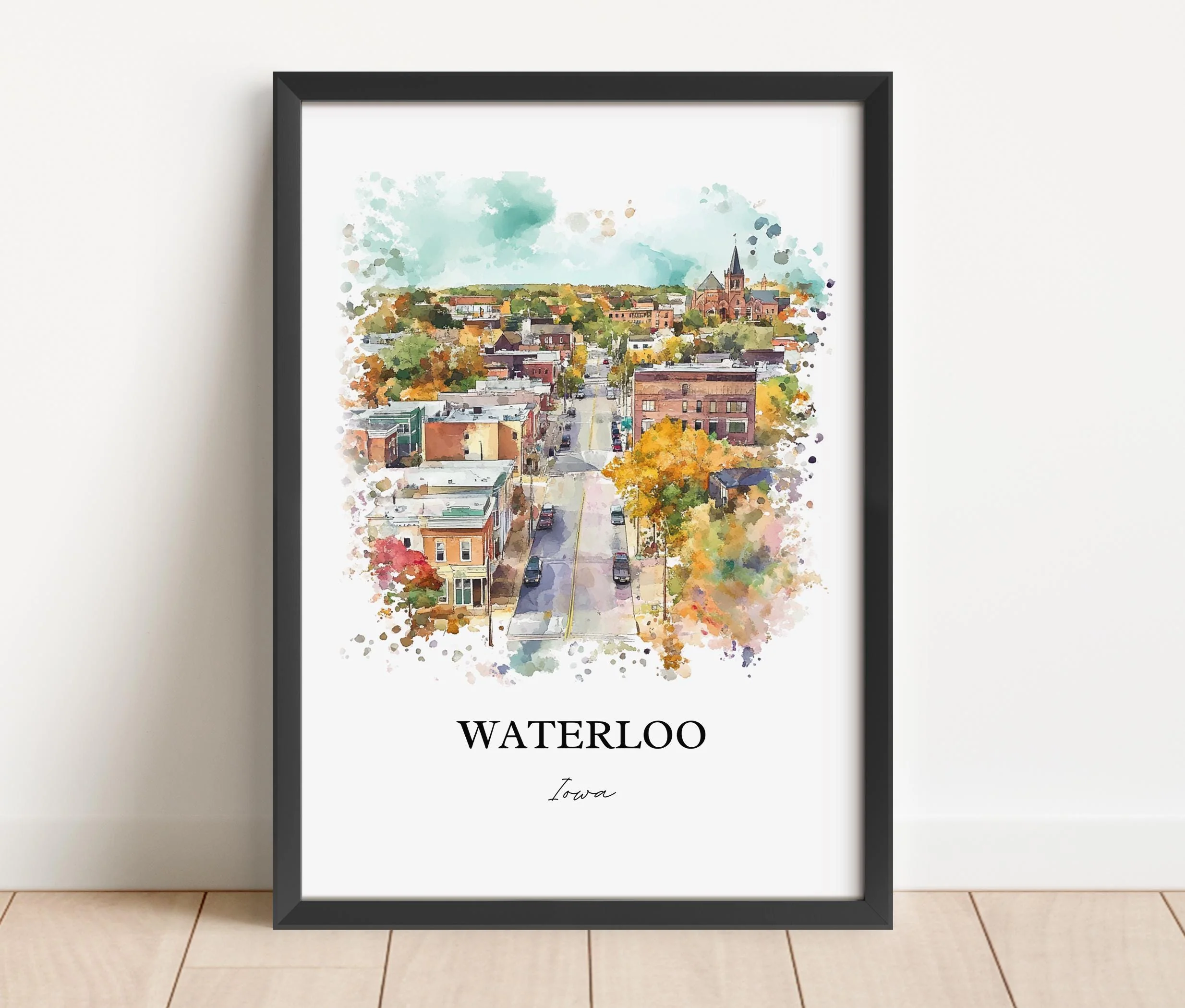 Waterloo, Iowa, Iowa – Watercolor Art Print