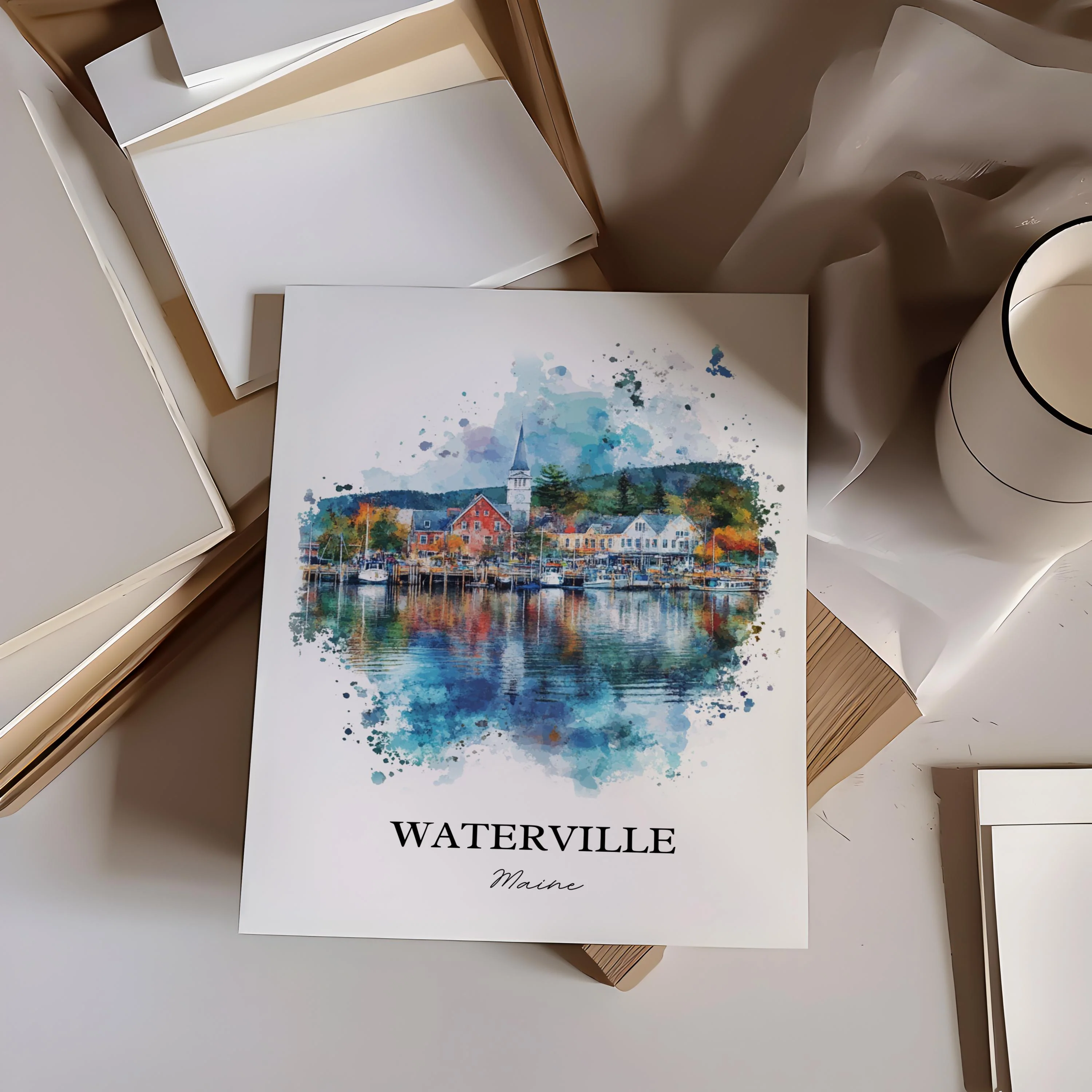 Waterville, USA – Watercolor Art Print - Image 6