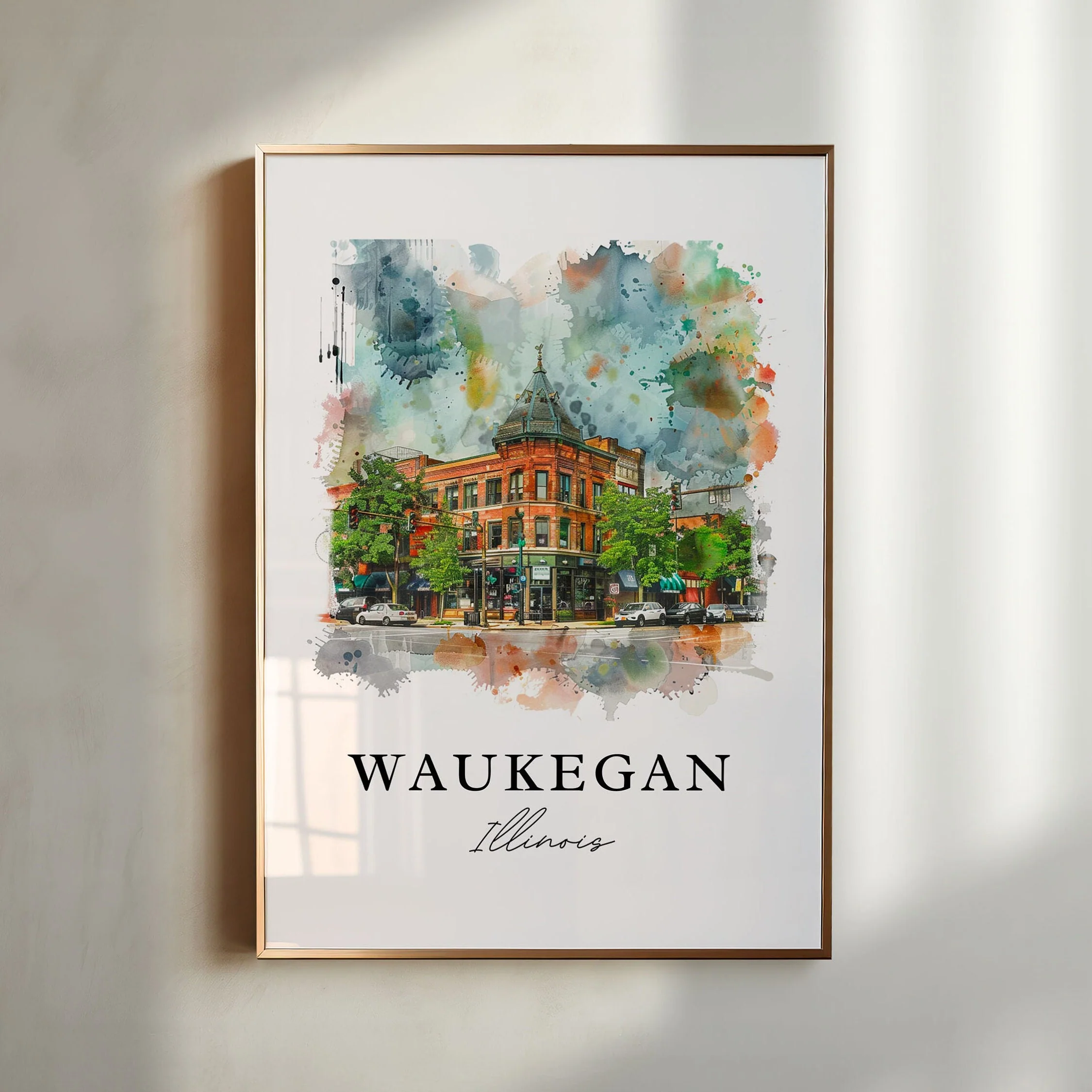 Waukegan, Illinois – Watercolor Art Print