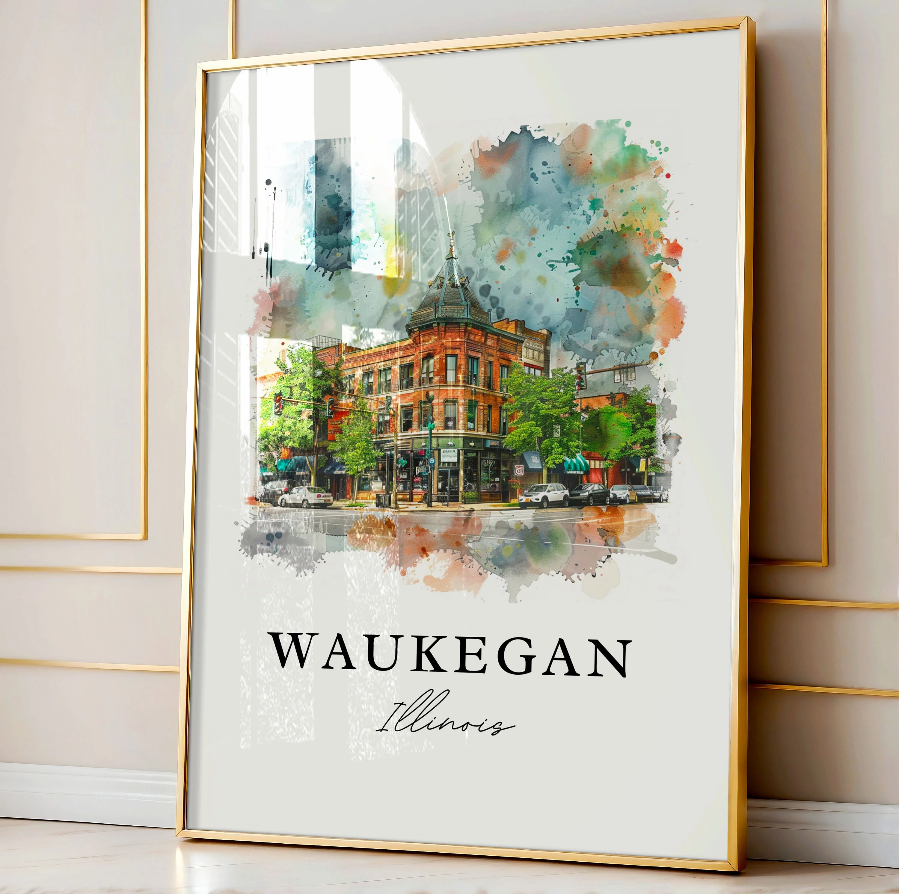 Waukegan, Illinois – Watercolor Art Print - Image 5