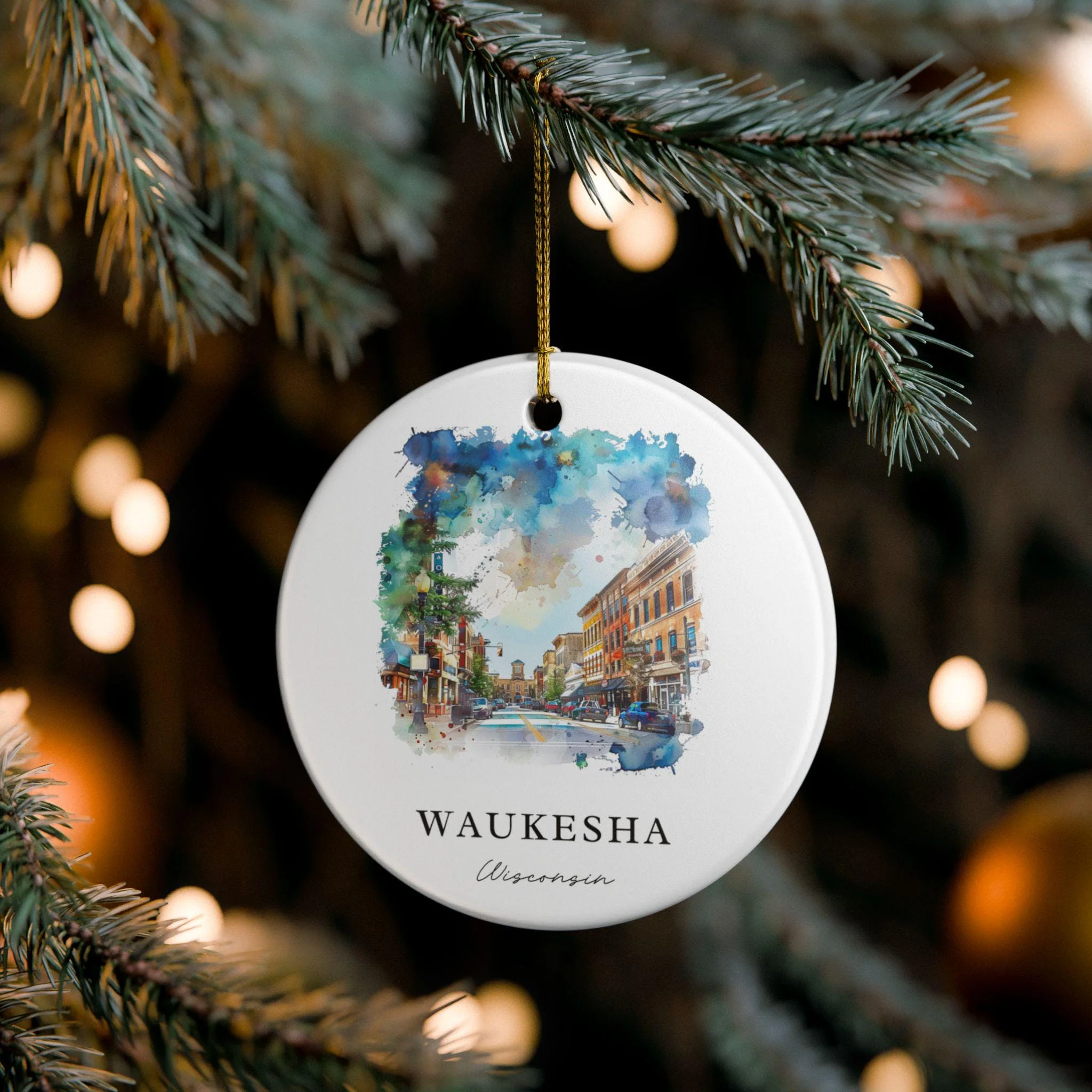Waukesha Ornament: Unique Waukesha WI Souvenir, Waukesha Wisconsin Xmas Decor, and Authentic Wisconsin Gift - Image 4