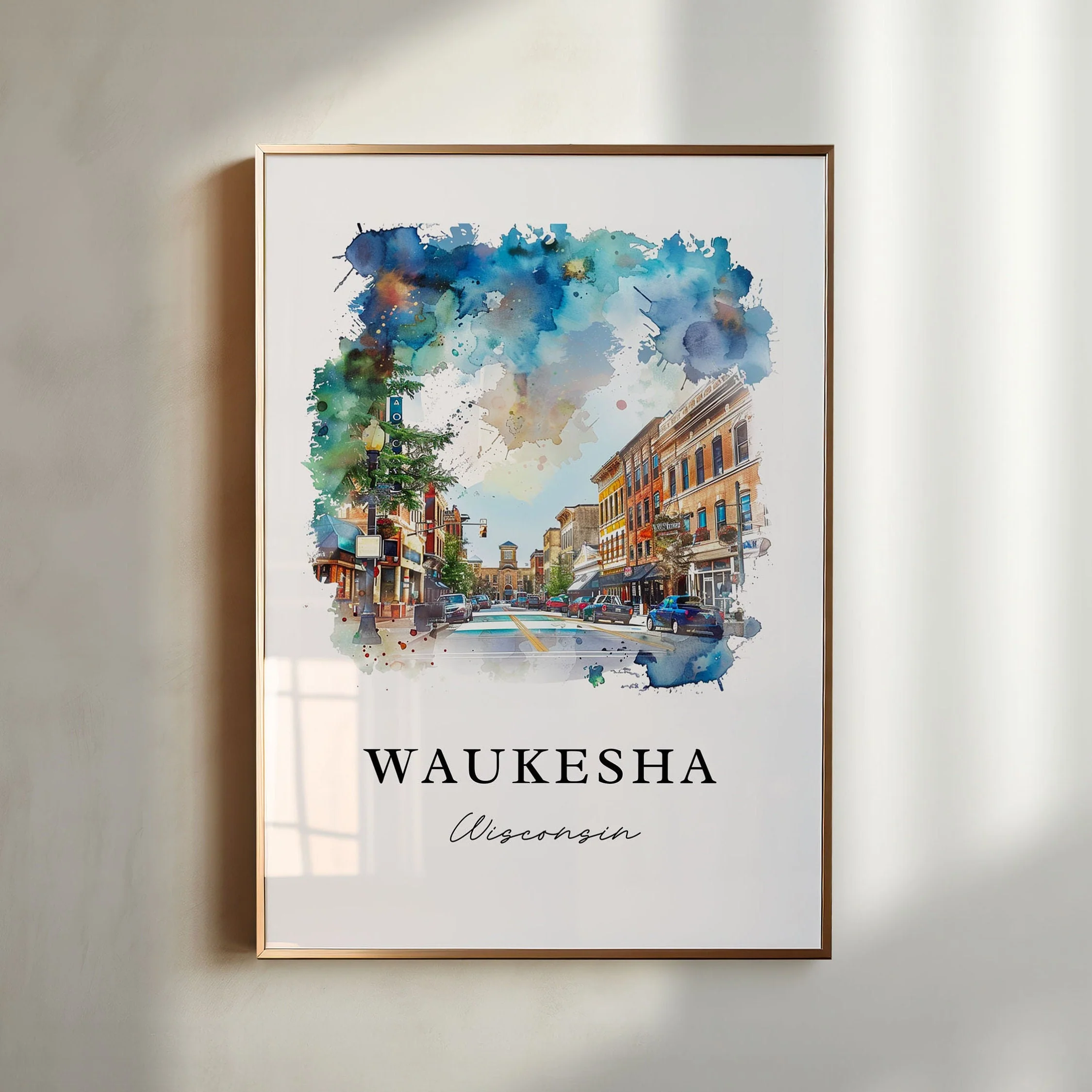 Waukesha, Wisconsin, Wisconsin – Watercolor Art Print