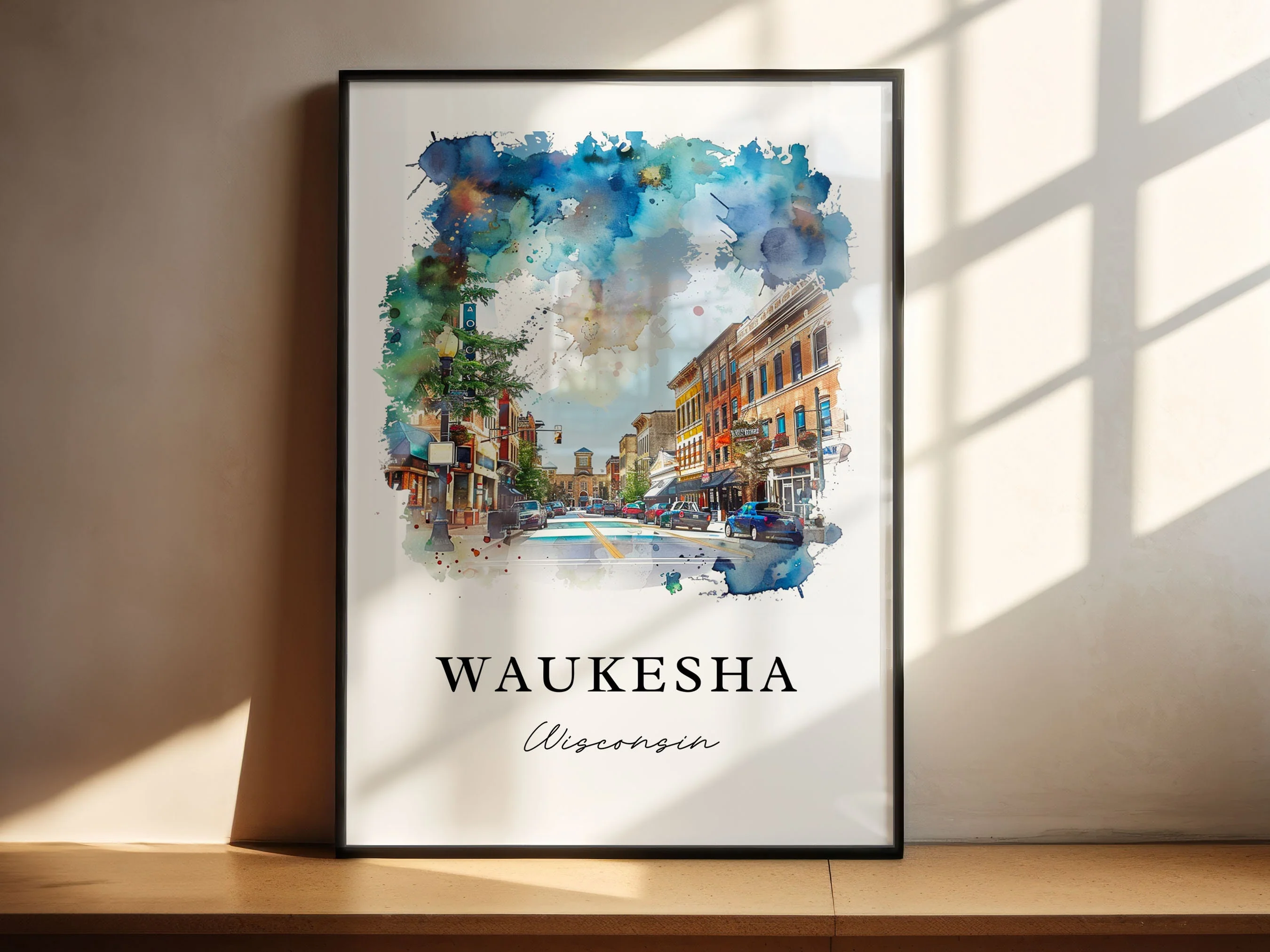 Waukesha, Wisconsin, Wisconsin – Watercolor Art Print - Image 4
