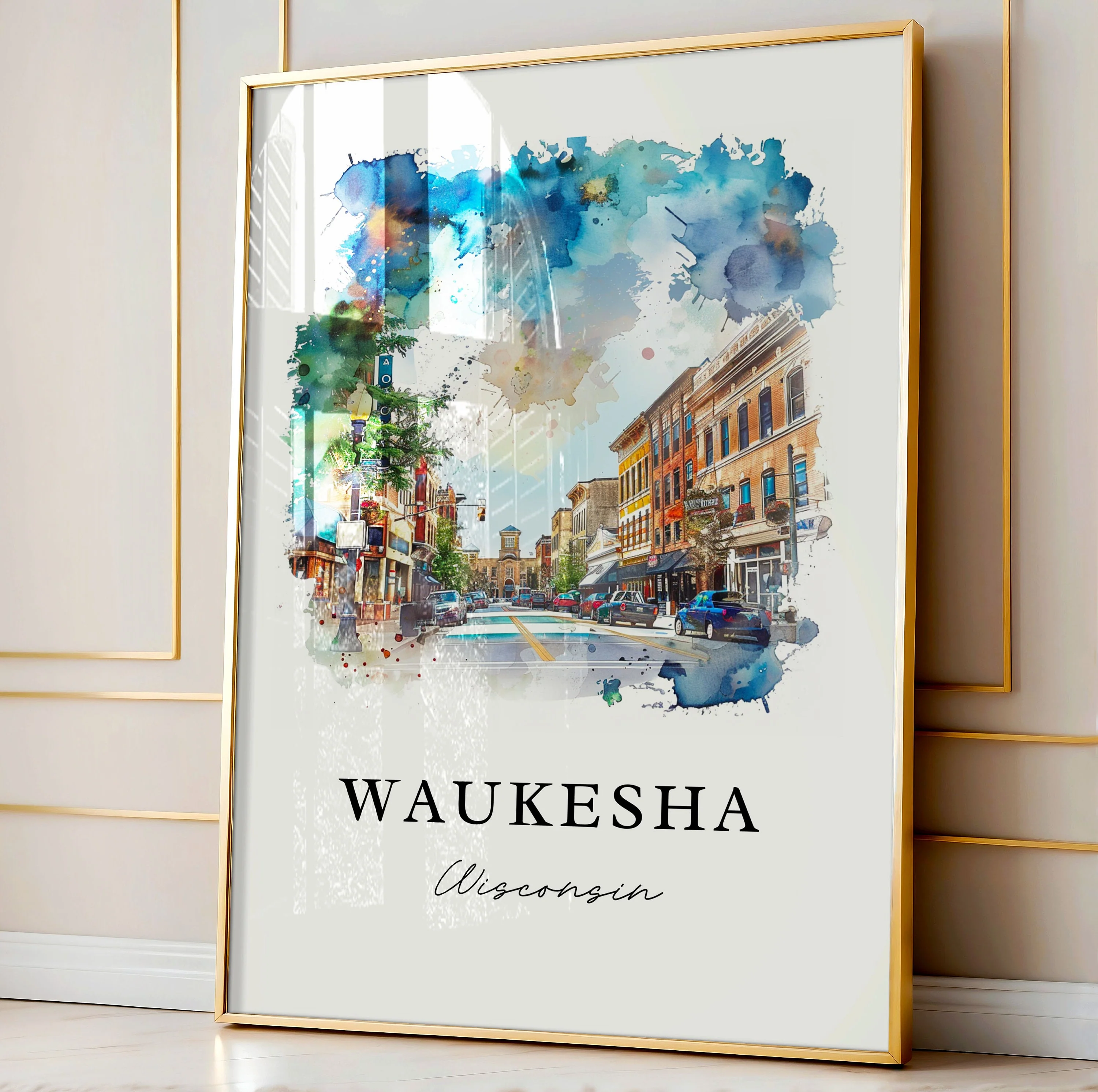 Waukesha, Wisconsin, USA – Watercolor Art Print - Image 5