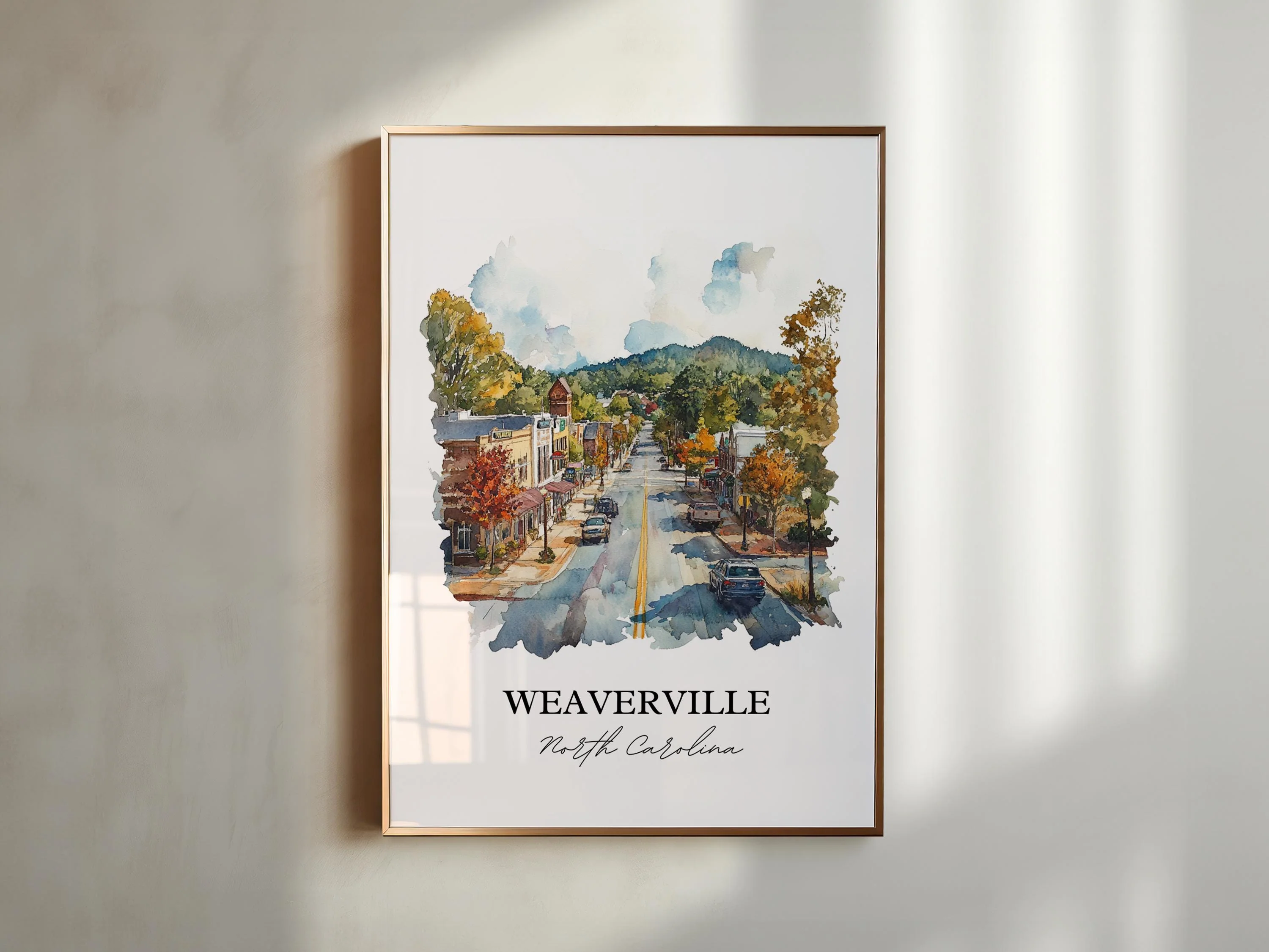 Weaverville, North Carolina, USA – Watercolor Art Print - Image 3