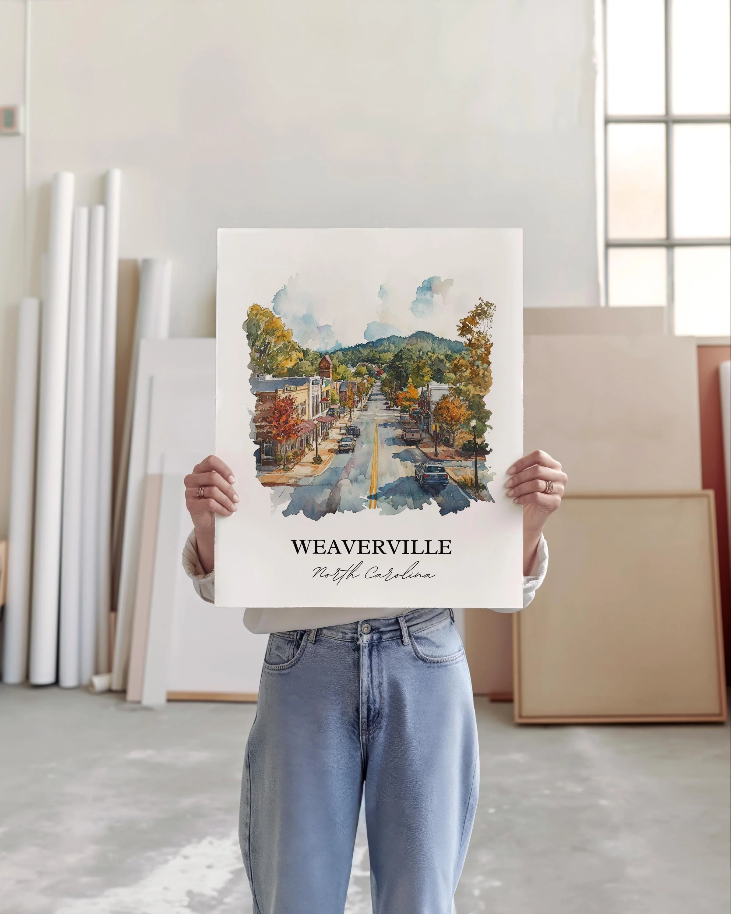 Weaverville, North Carolina, USA – Watercolor Art Print - Image 4