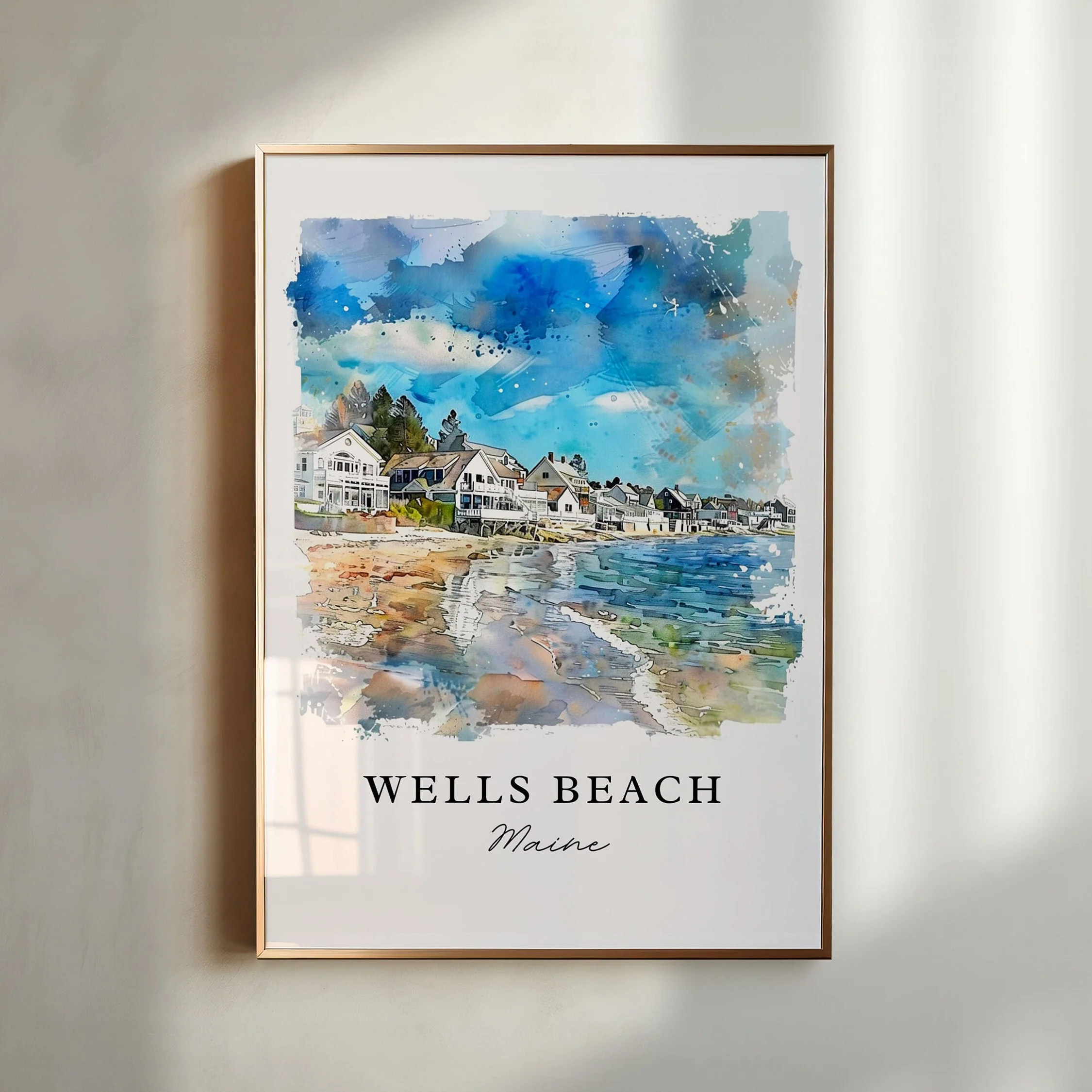 Wells Beach, Maine – Watercolor Art Print