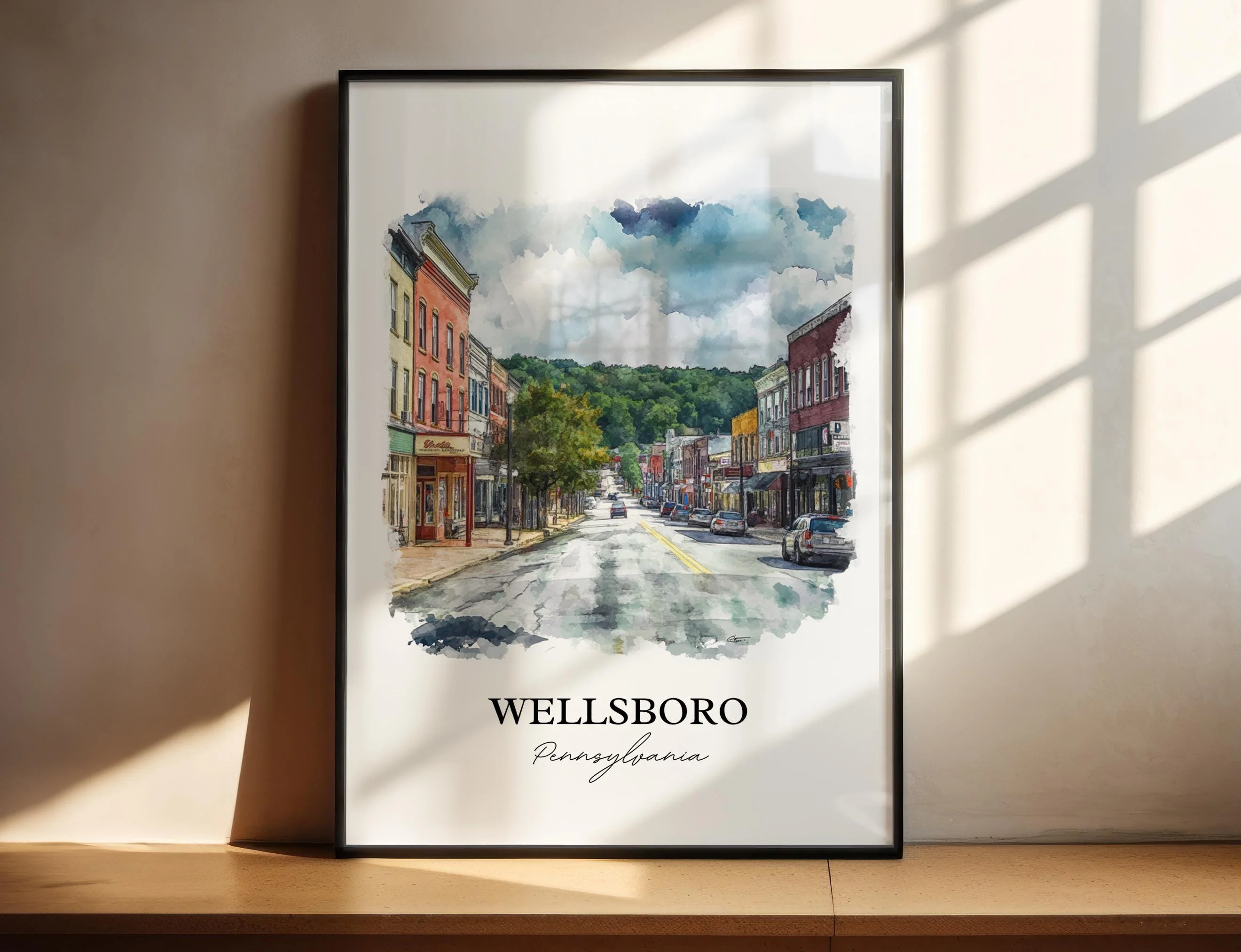 Wellsboro, USA – Watercolor Art Print