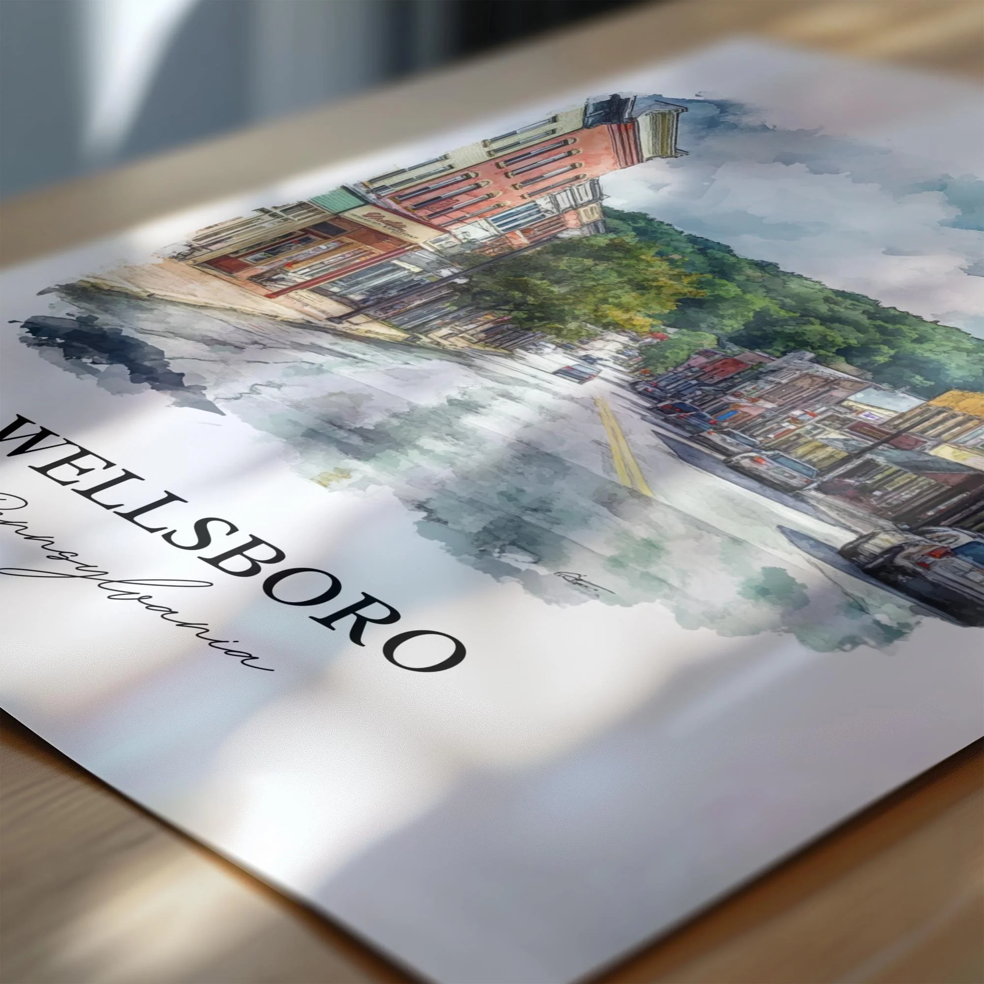 Wellsboro, USA – Watercolor Art Print - Image 2