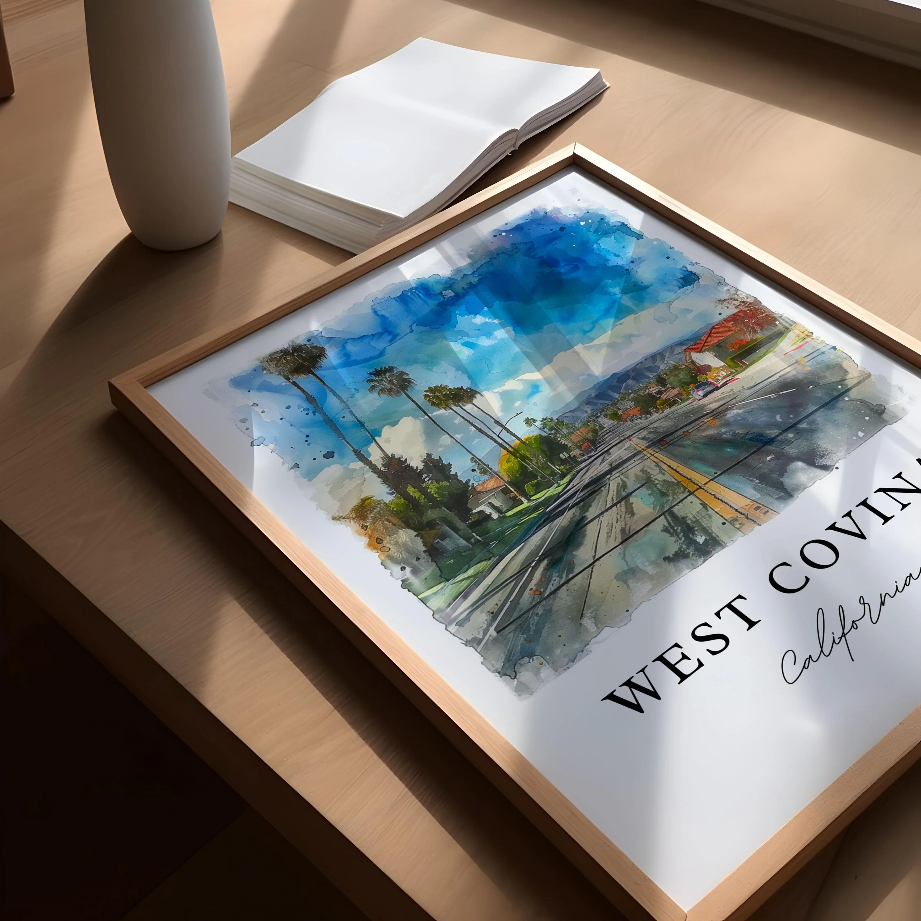 West Covina, USA – Watercolor Art Print - Image 3