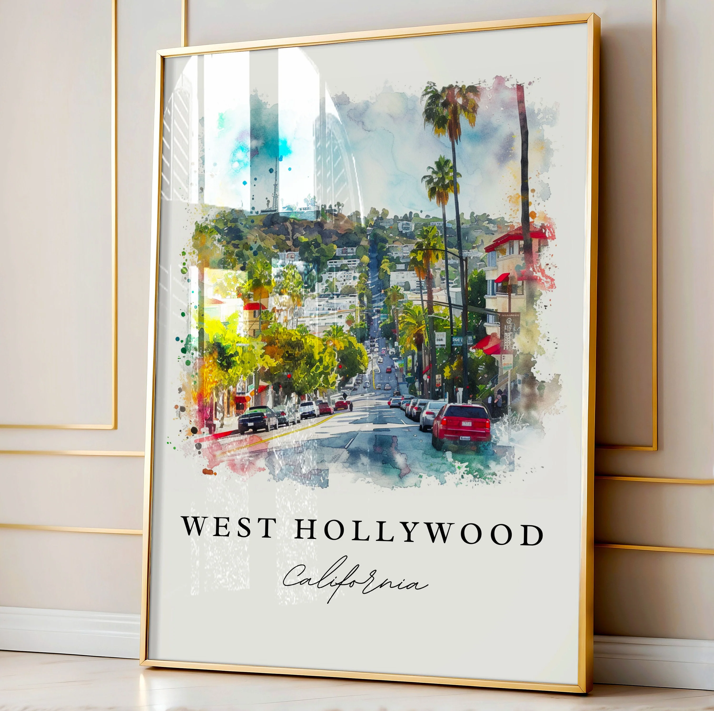 West Hollywood, USA – Watercolor Art Print - Image 2