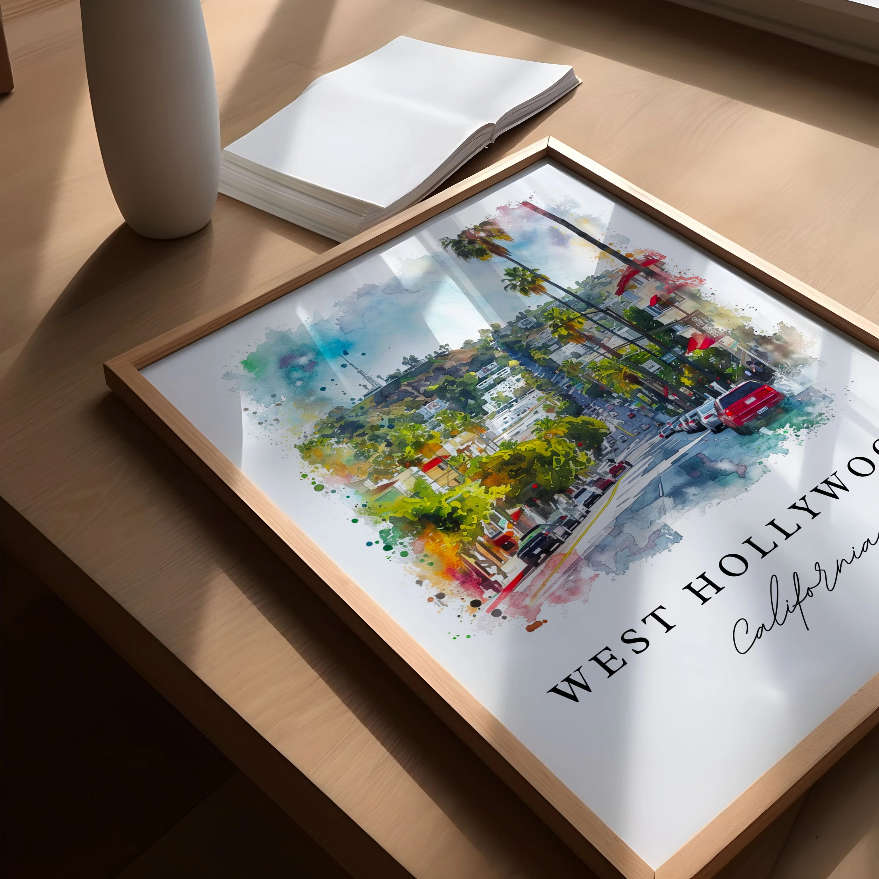 West Hollywood, USA – Watercolor Art Print - Image 3