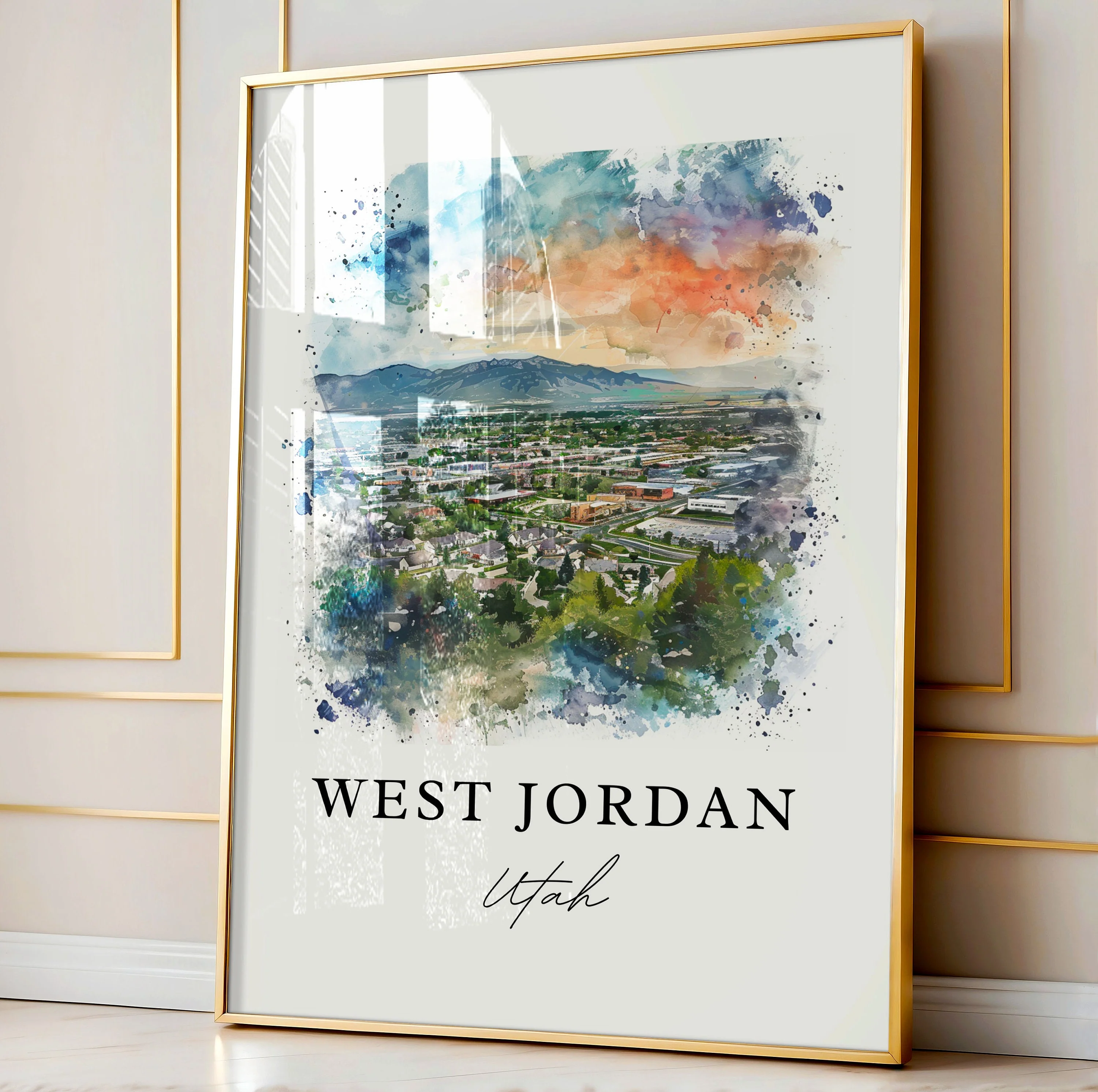 West Jordan, USA – Watercolor Art Print - Image 4