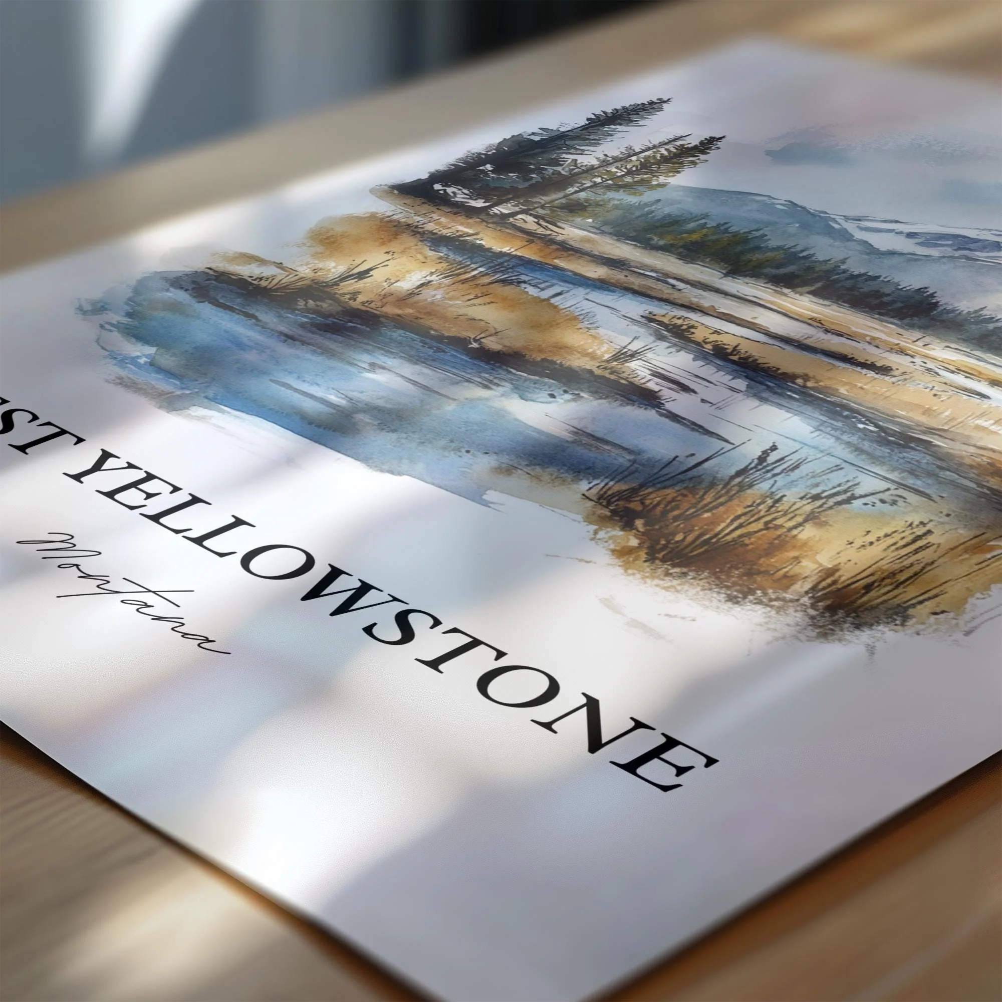 West Yellowstone, Montana, USA – Watercolor Art Print - Image 2