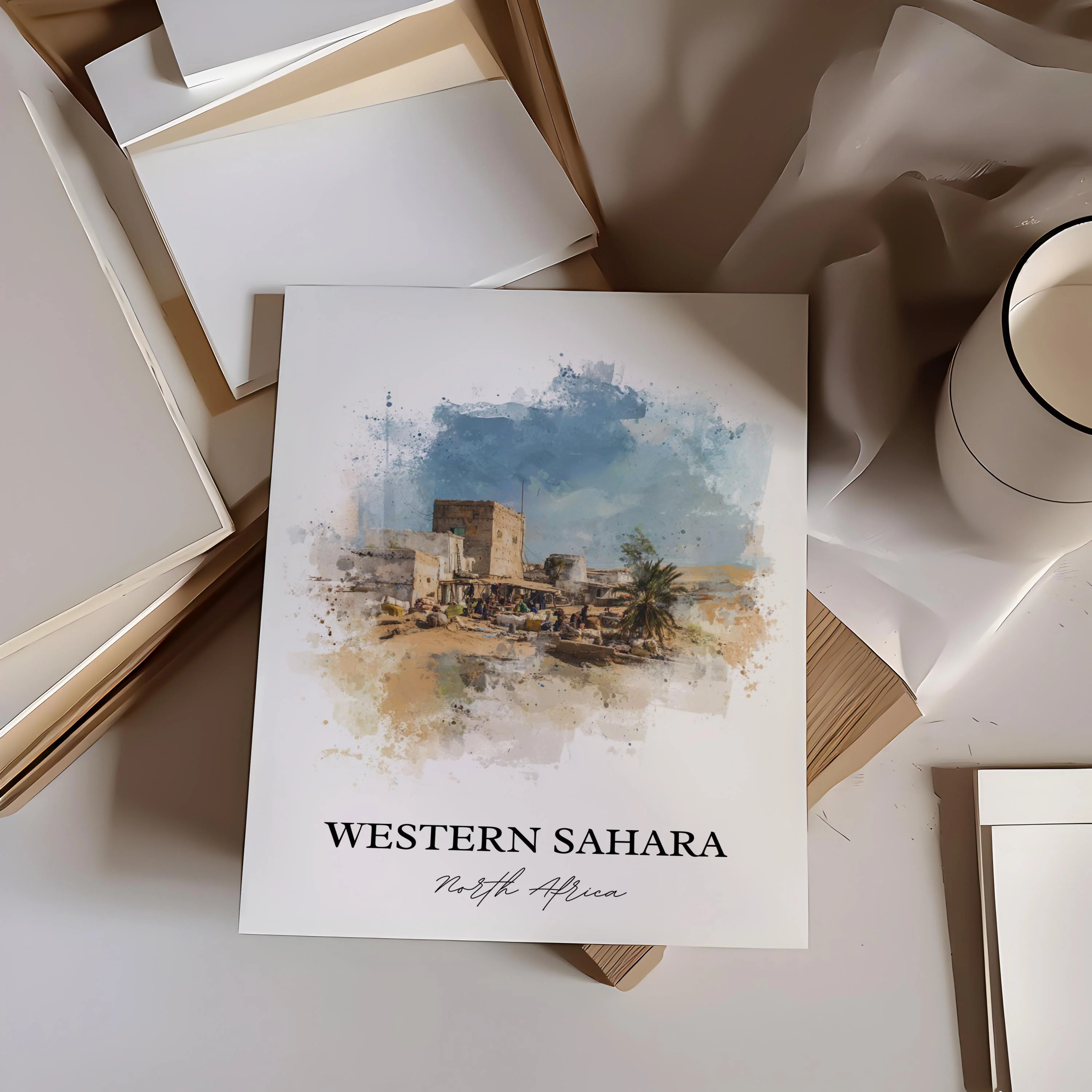 Western Sahara, Africa – Watercolor Art Print - Image 4
