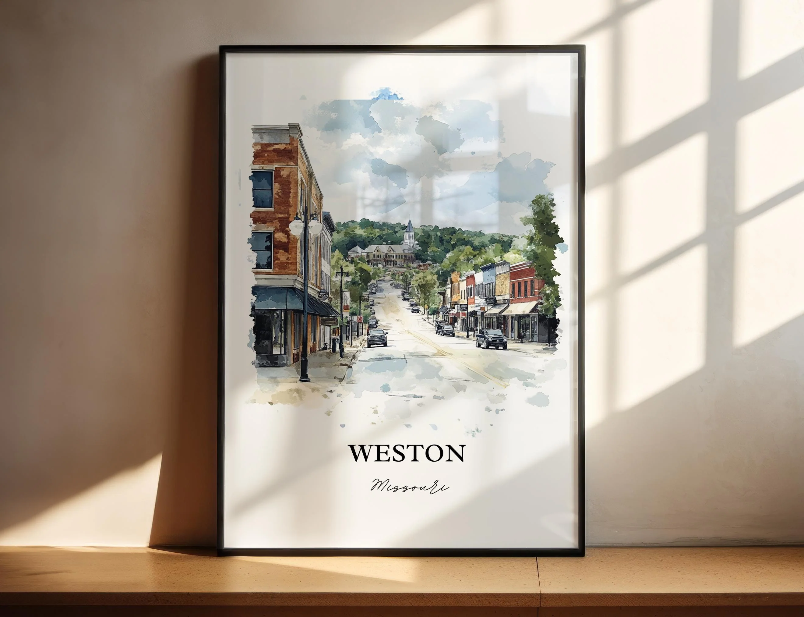 Weston, Missouri, USA – Watercolor Art Print - Image 3