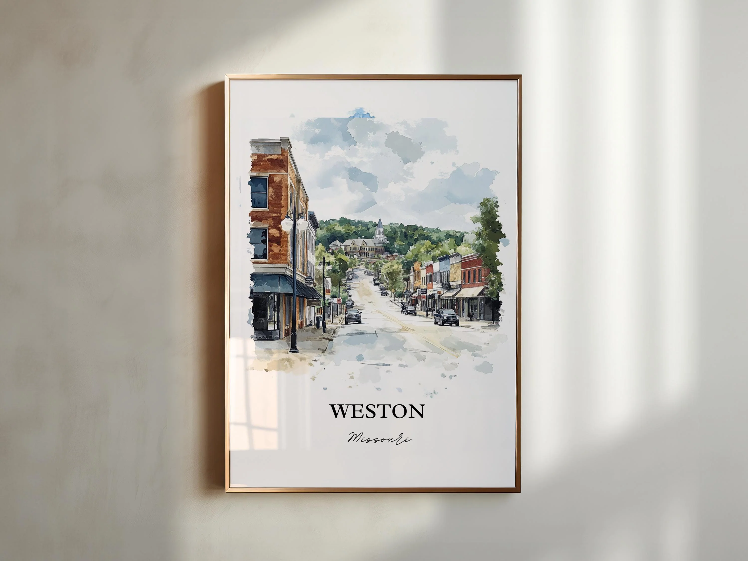 Weston, Missouri, USA – Watercolor Art Print - Image 6