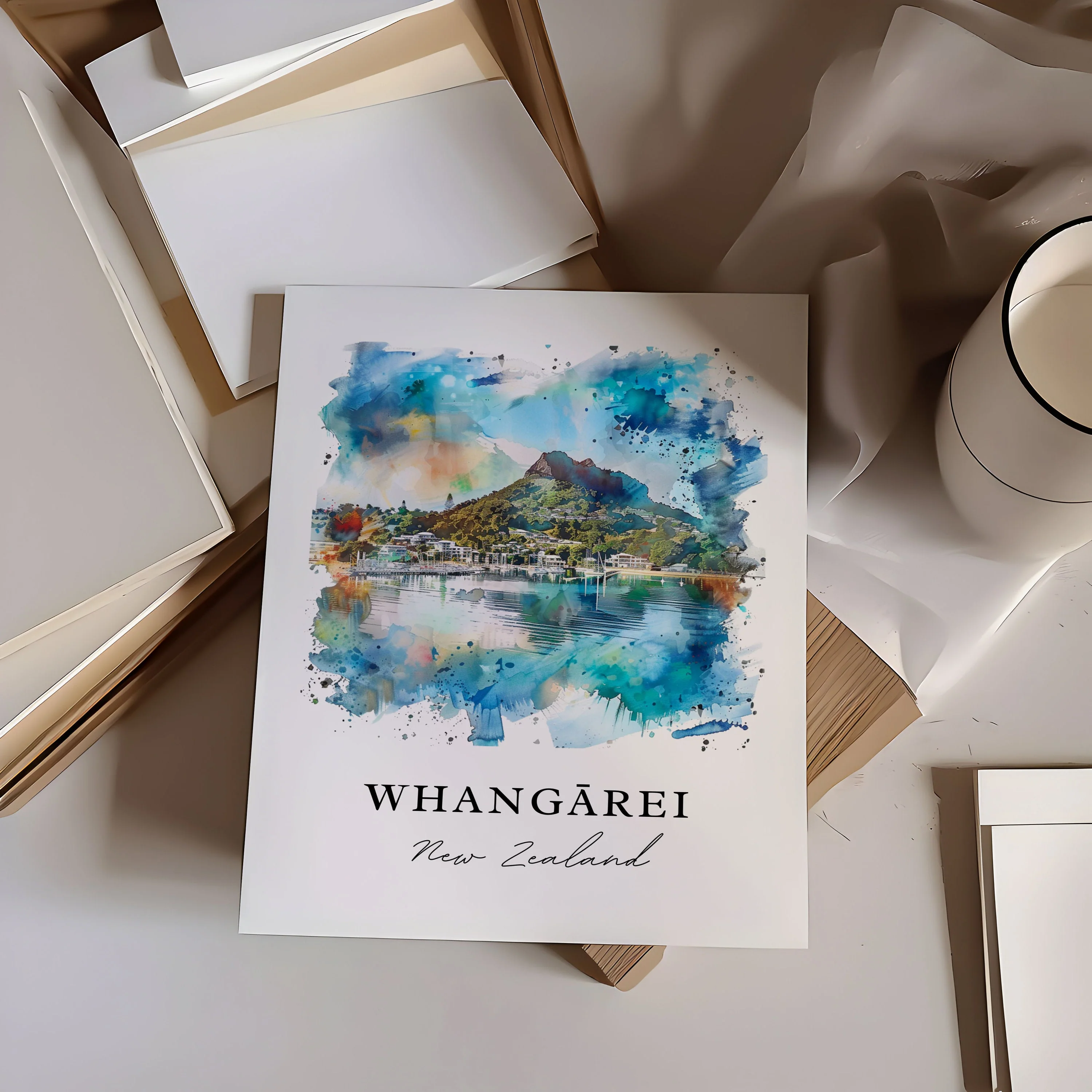 Whangarei, New Zealand – Watercolor Art Print - Image 2