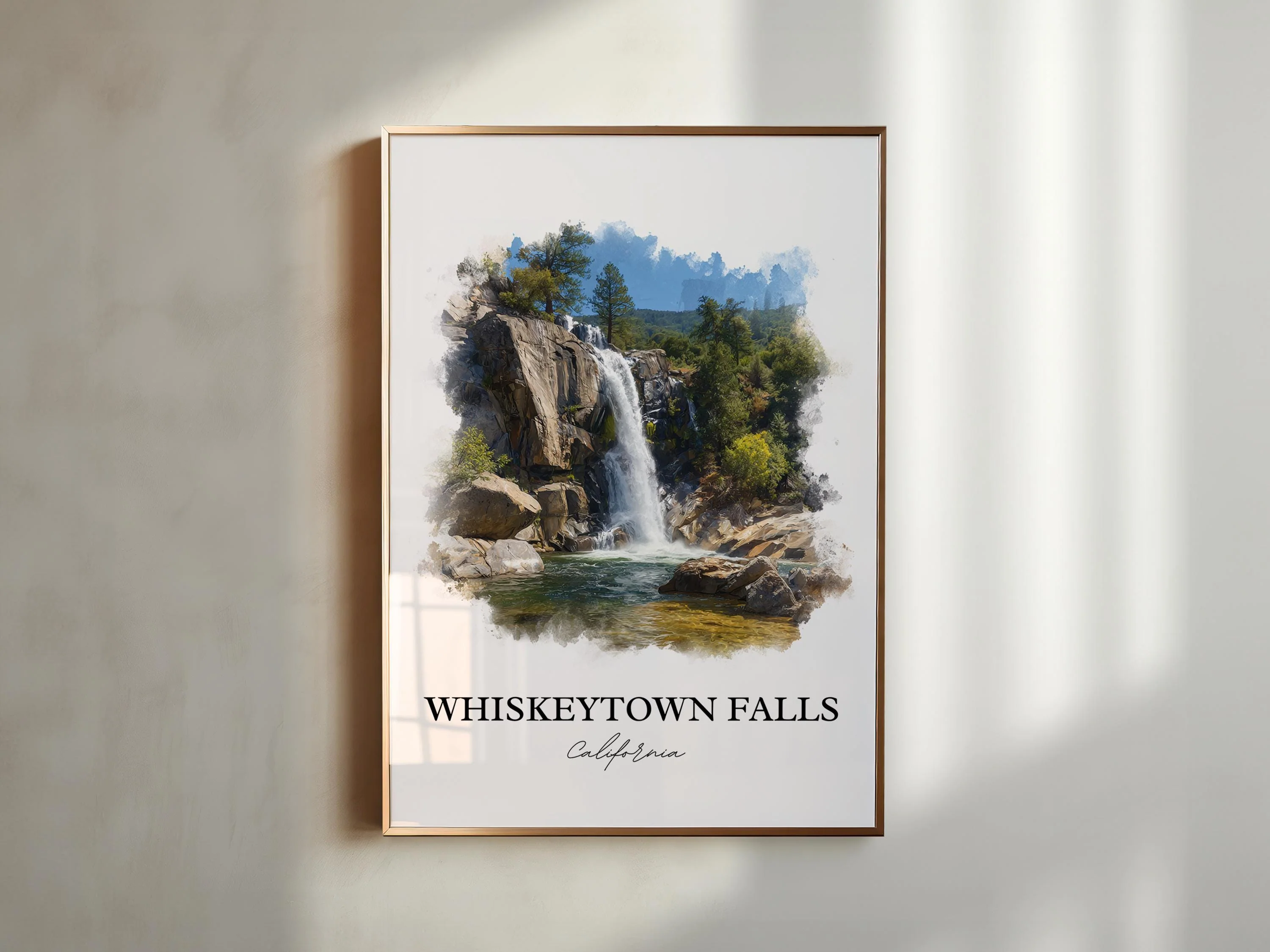 Whiskeytown Falls, California, USA – Watercolor Art Print - Image 3