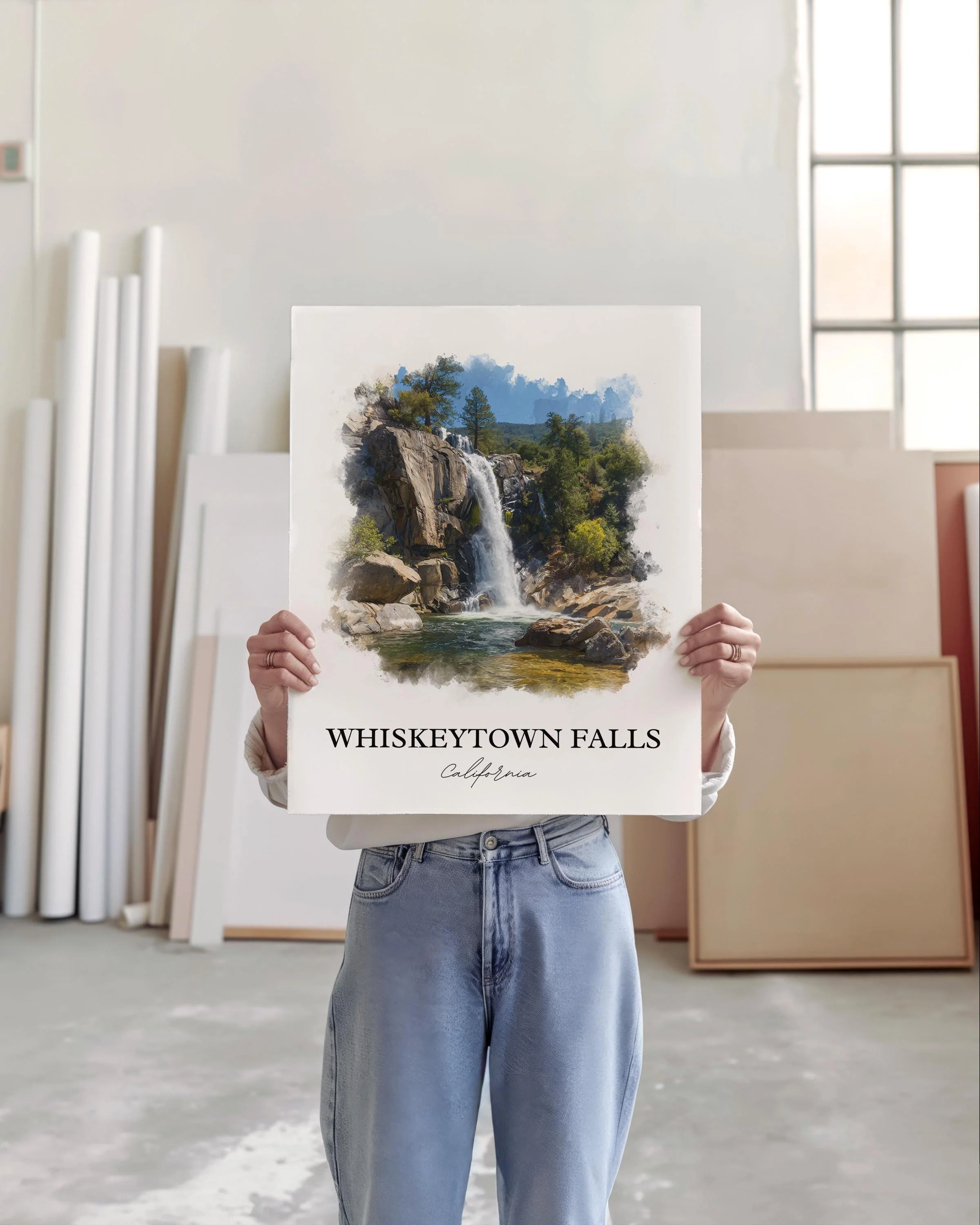 Whiskeytown Falls, California, USA – Watercolor Art Print - Image 4
