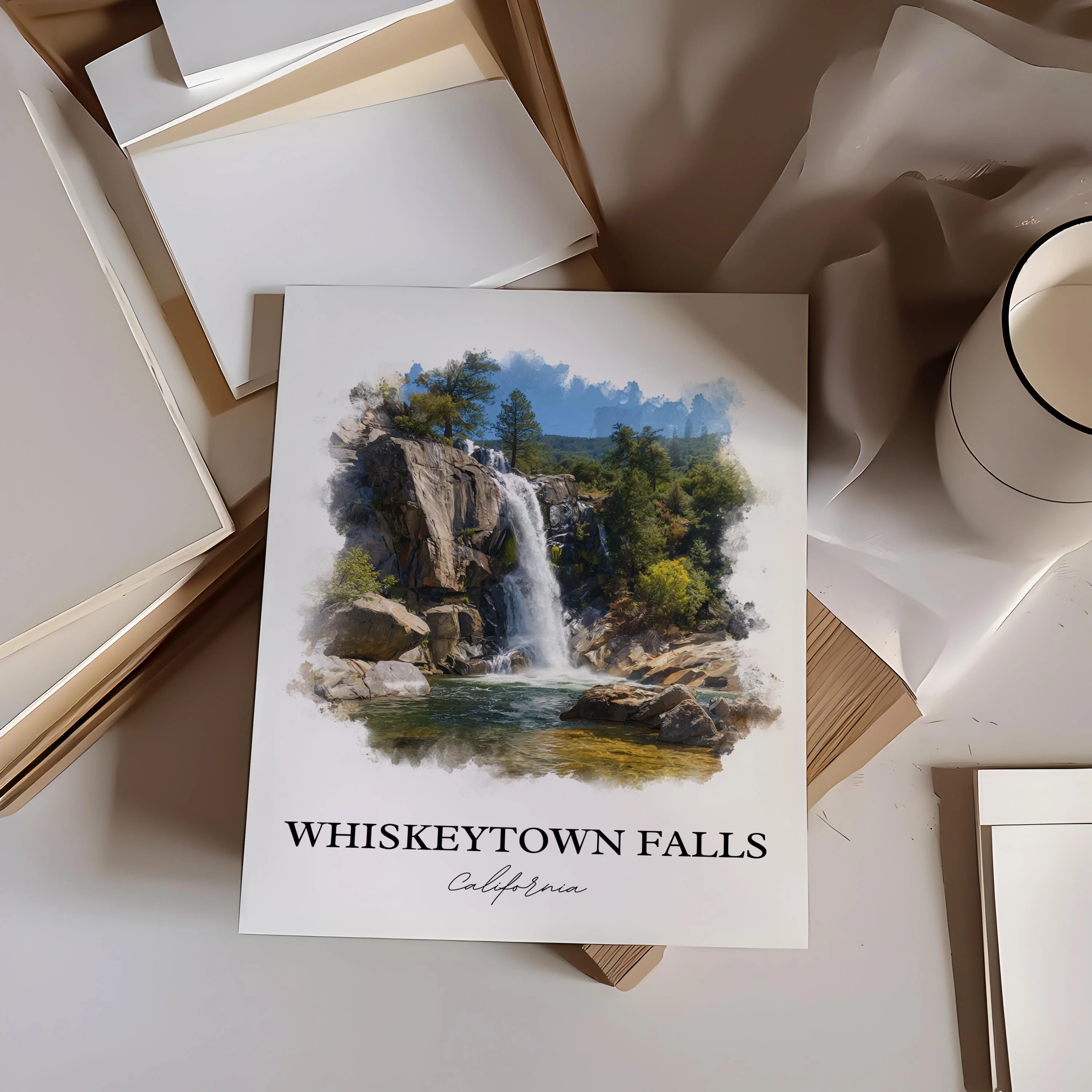 Whiskeytown Falls, California, USA – Watercolor Art Print - Image 5