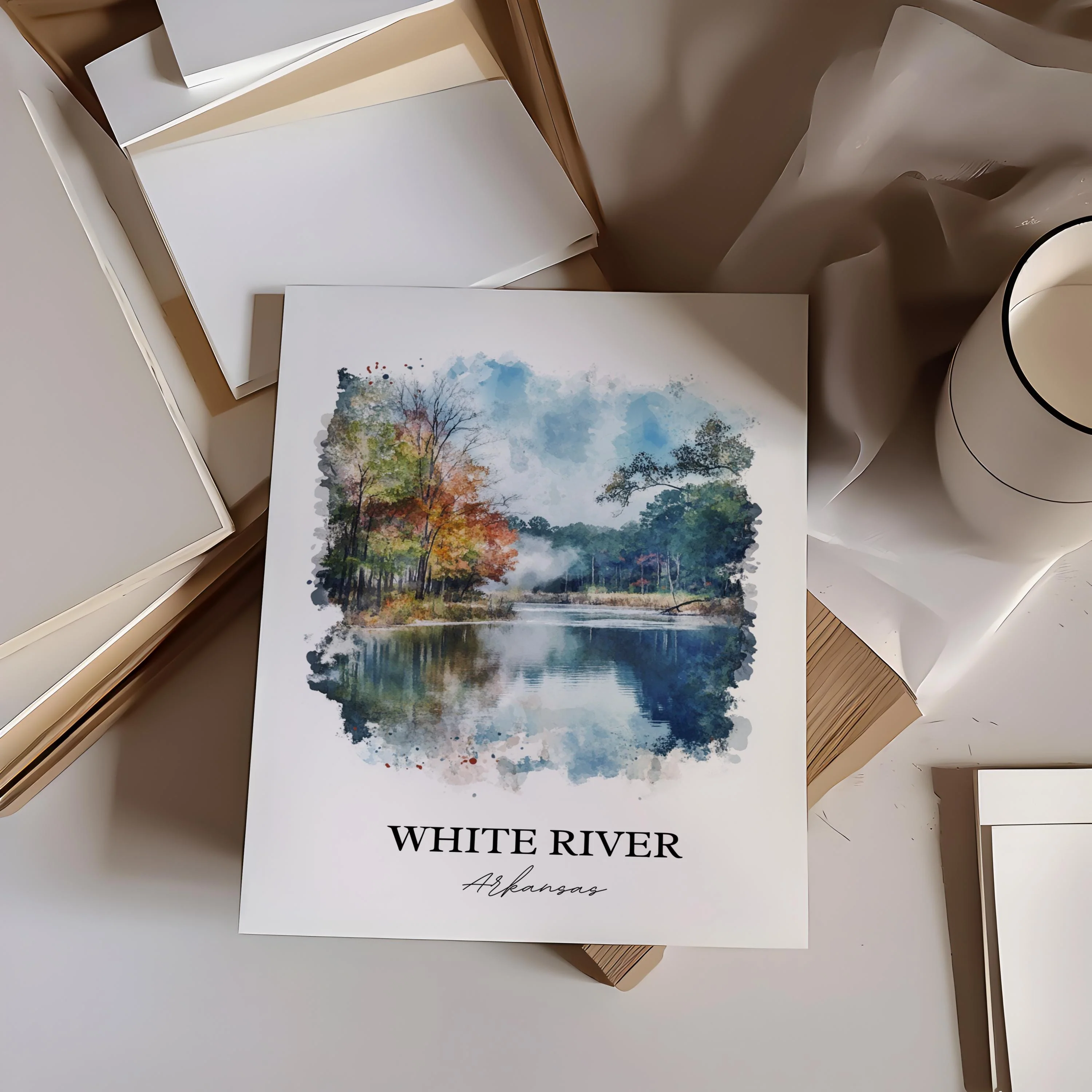 White River, Arkansas – Watercolor Art Print - Image 6