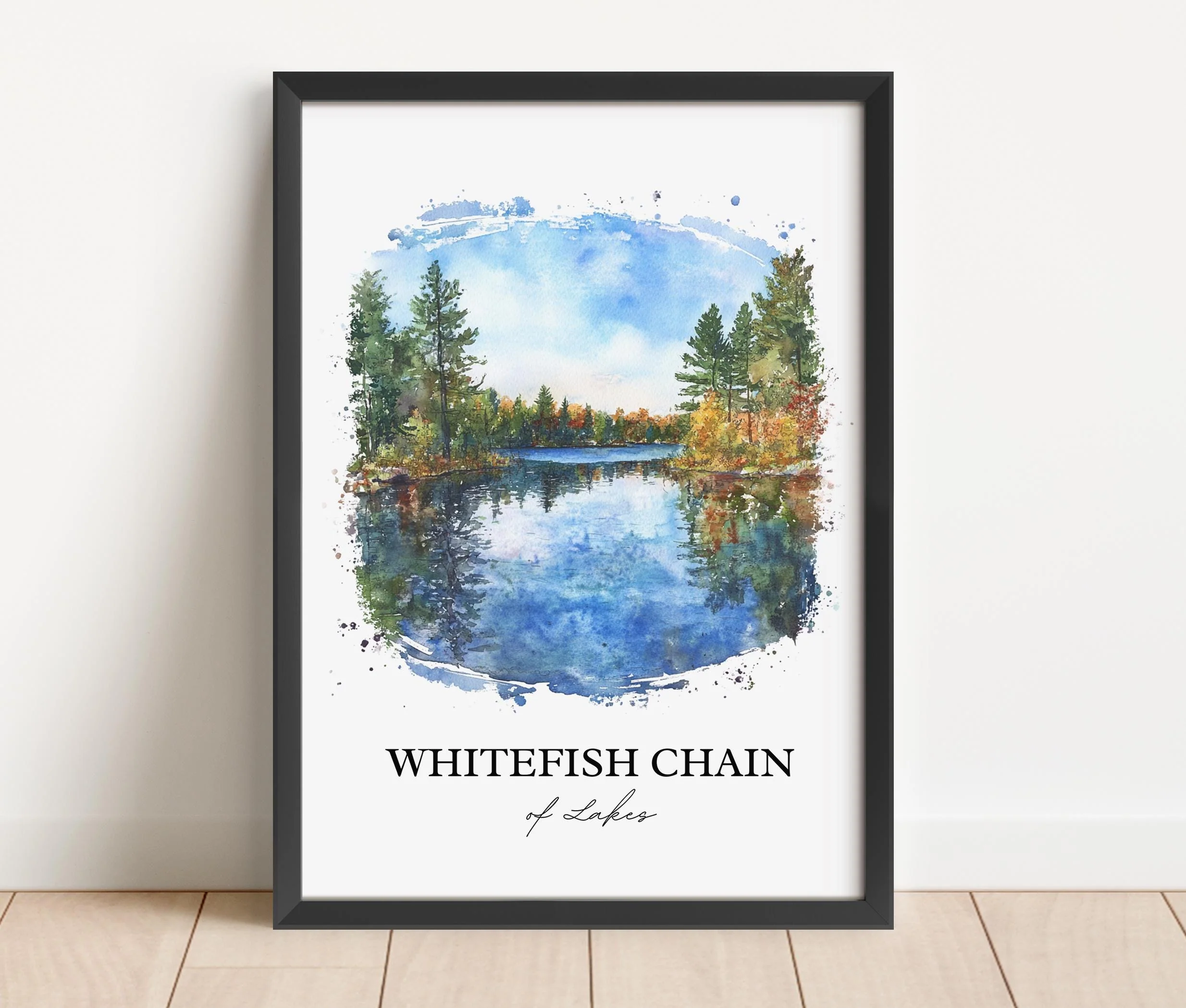 Whitefish Chain of Lakes, MN, USA – Watercolor Art Print - Image 5
