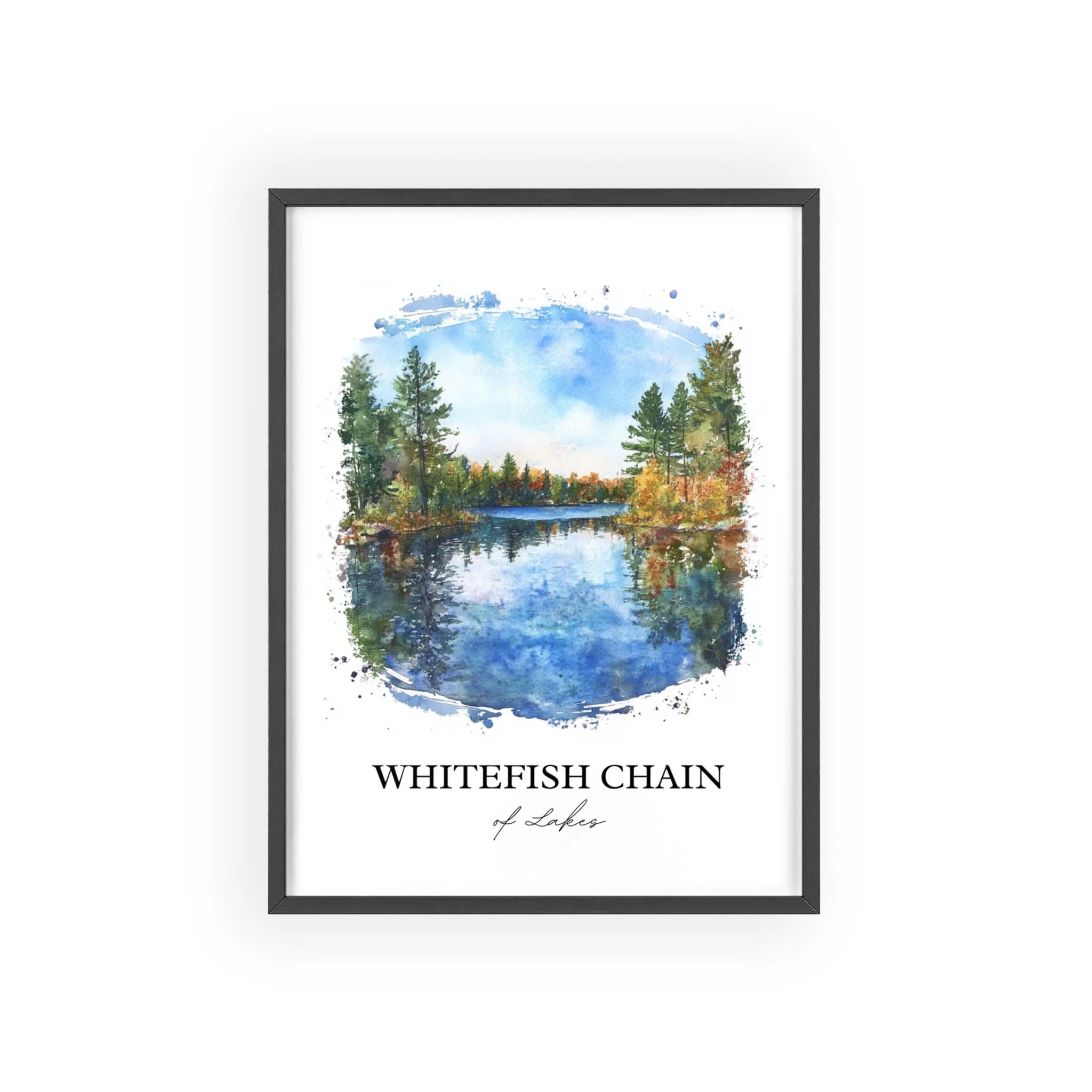 Whitefish Chain of Lakes, MN, USA – Watercolor Art Print - Image 6