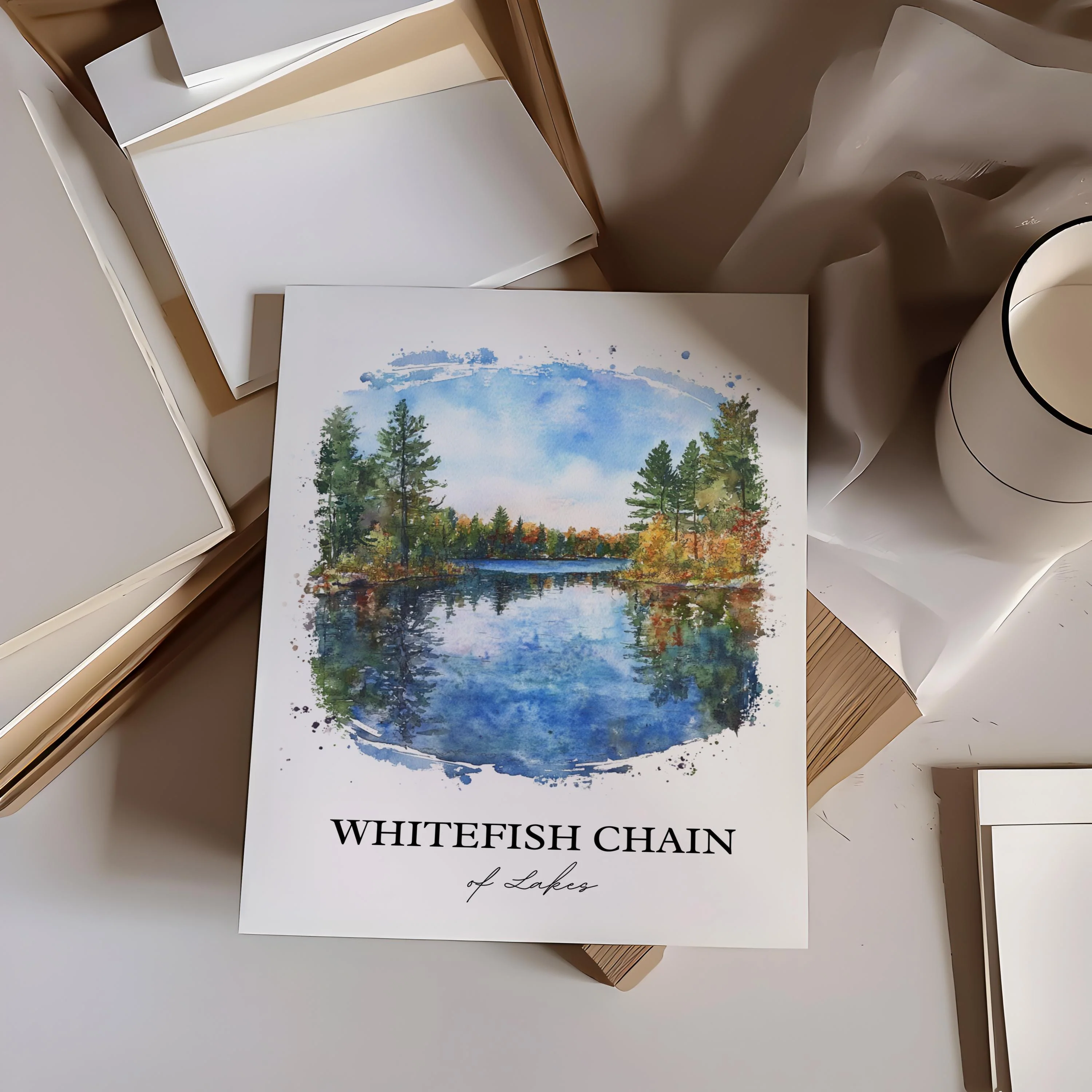Whitefish Lake, USA – Watercolor Art Print - Image 6