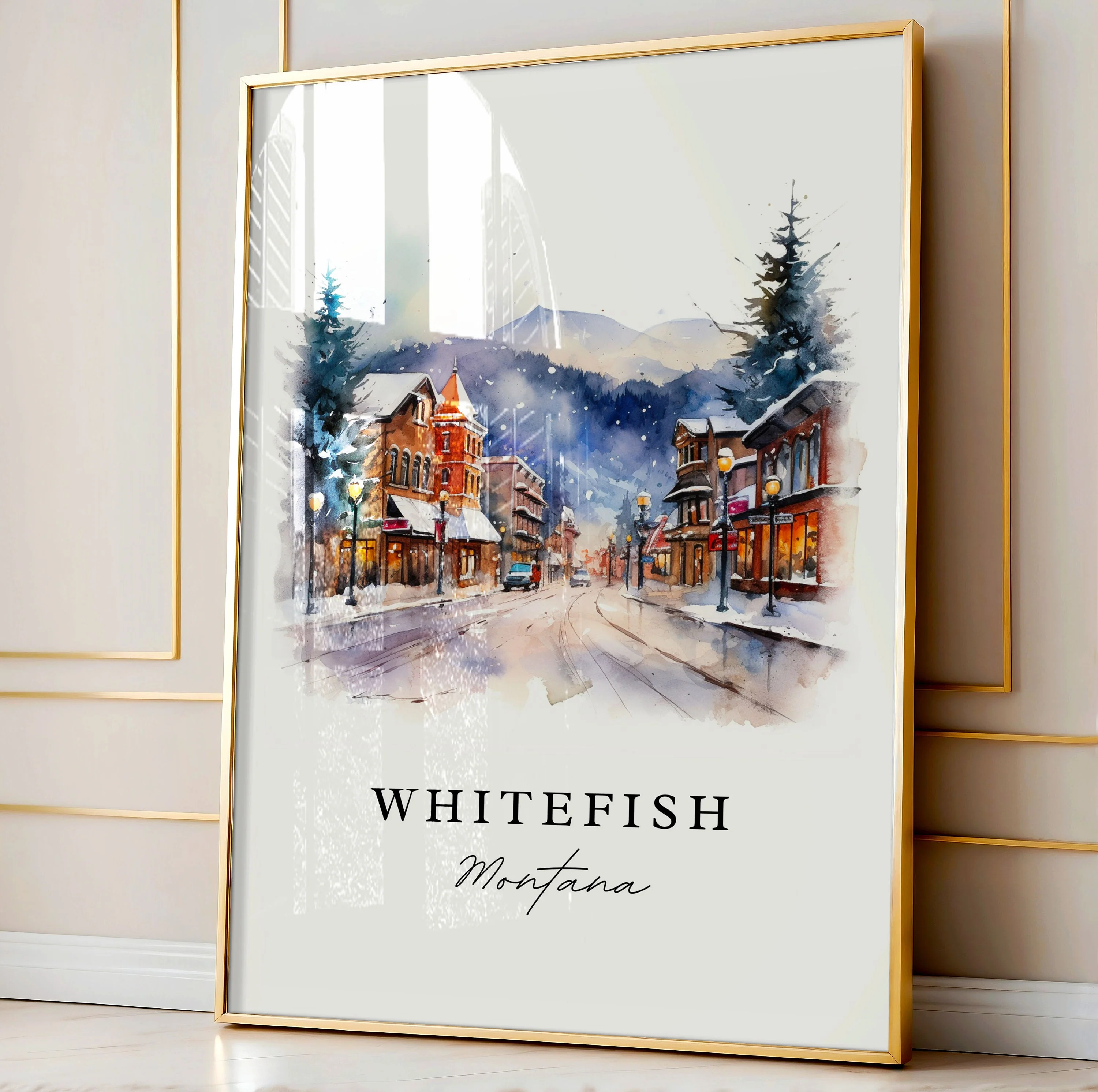 Whitefish, Montana, USA – Watercolor Art Print - Image 4