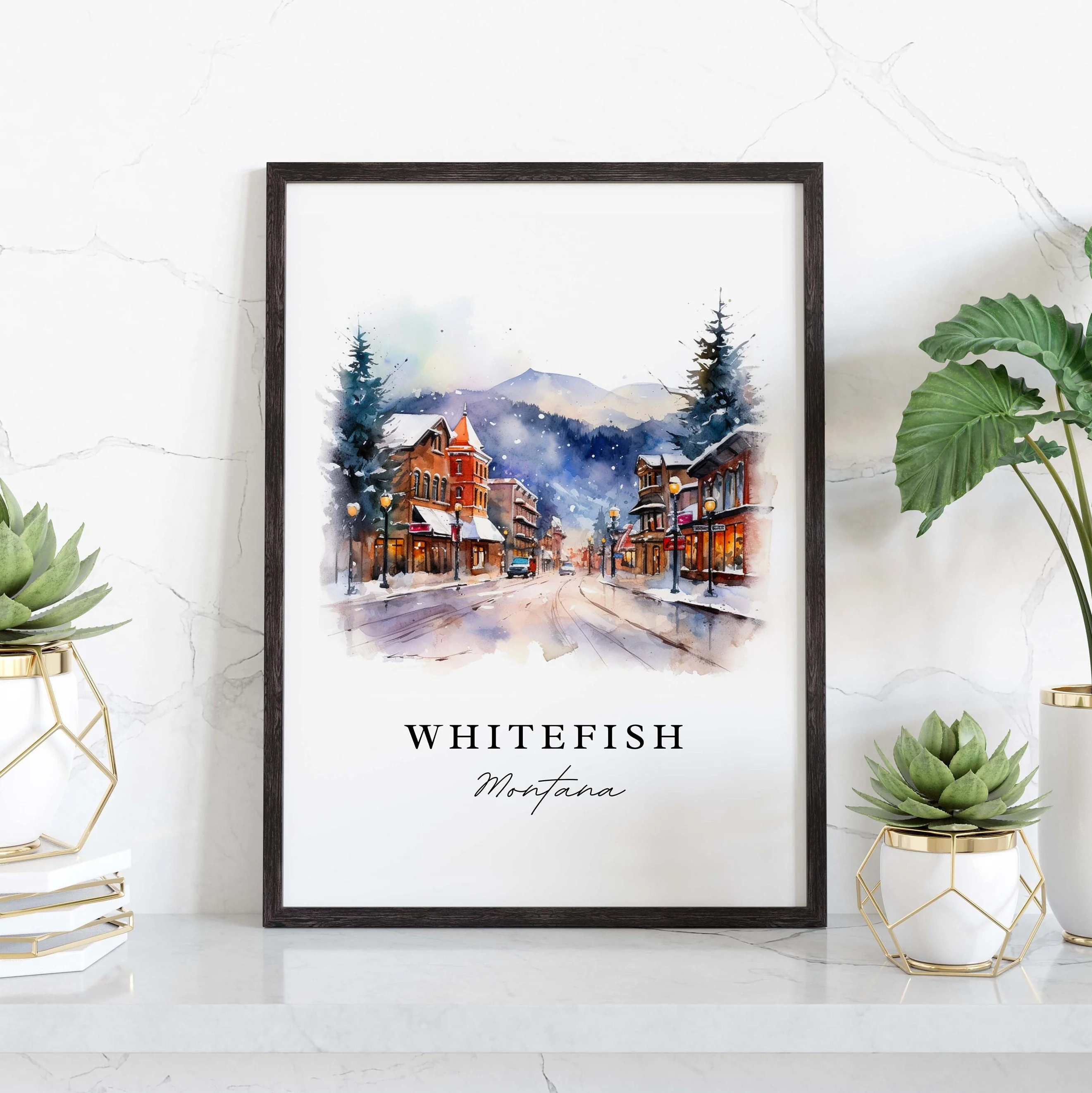 Whitefish, Montana, USA – Watercolor Art Print - Image 5