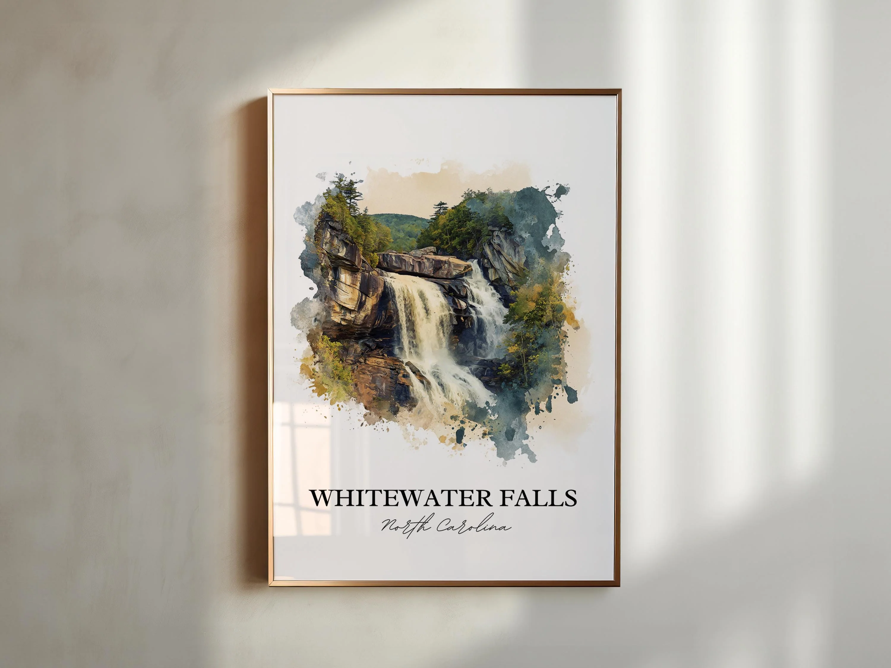 Whitewater Falls, North Carolina, USA – Watercolor Art Print - Image 3