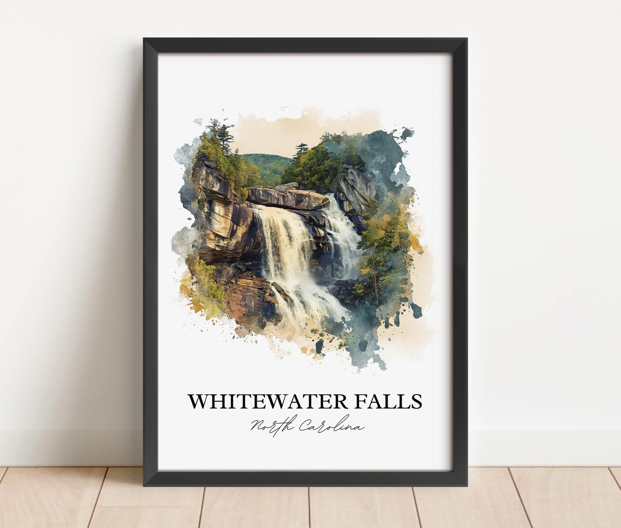 Whitewater Falls, North Carolina, USA – Watercolor Art Print - Image 4