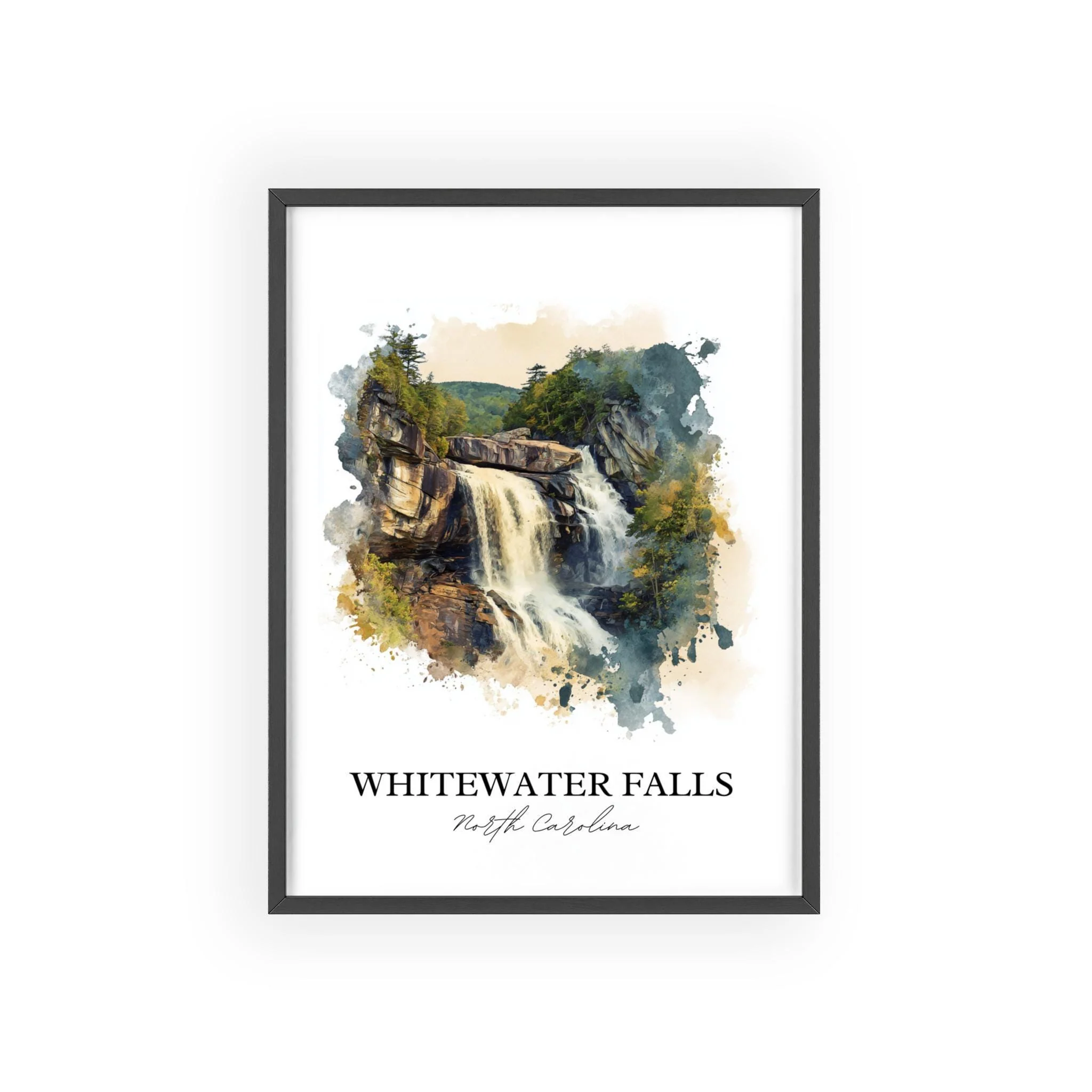 Whitewater Falls, North Carolina, USA – Watercolor Art Print - Image 7