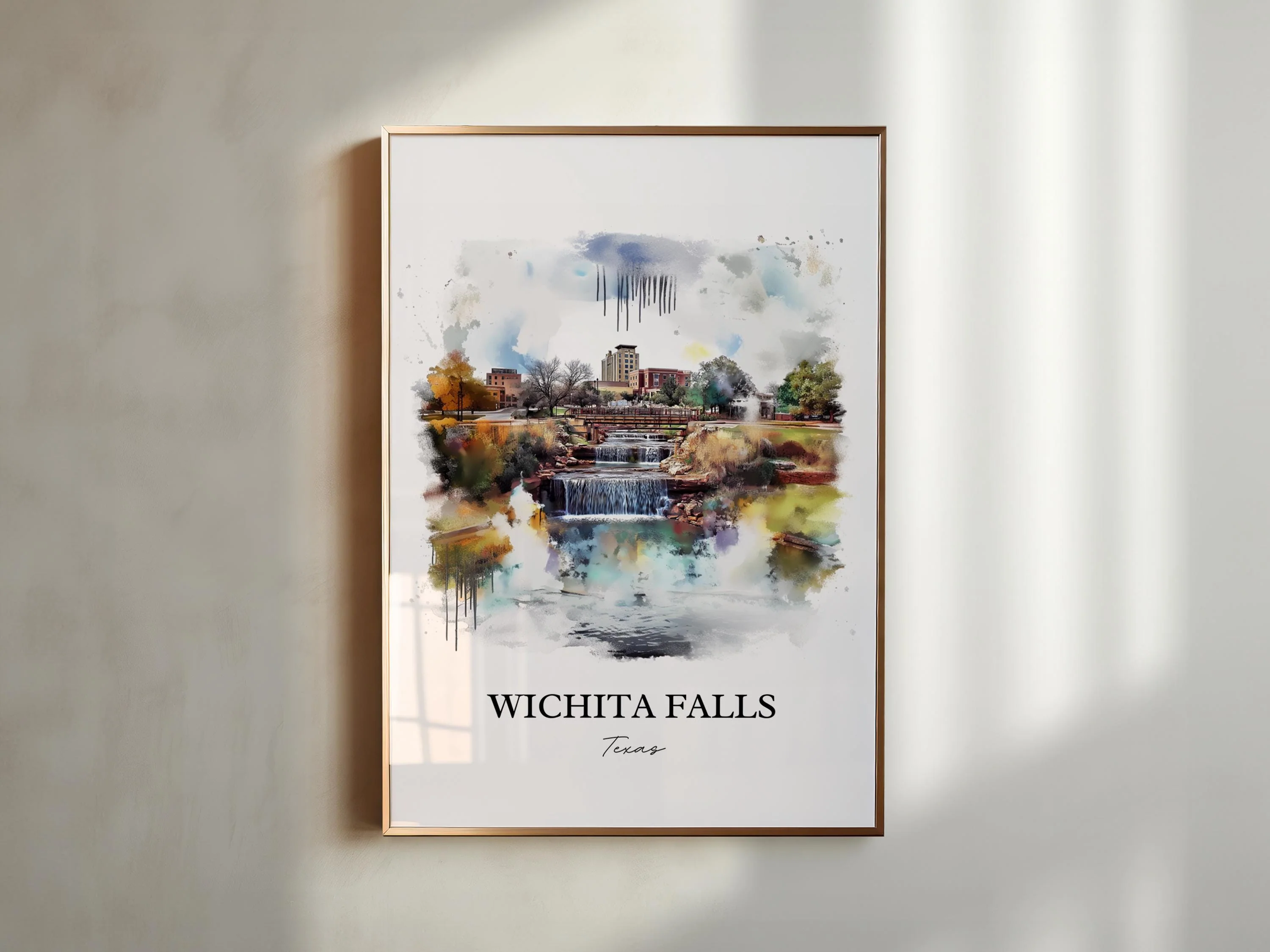 Wichita Falls, TX, USA – Watercolor Art Print - Image 3