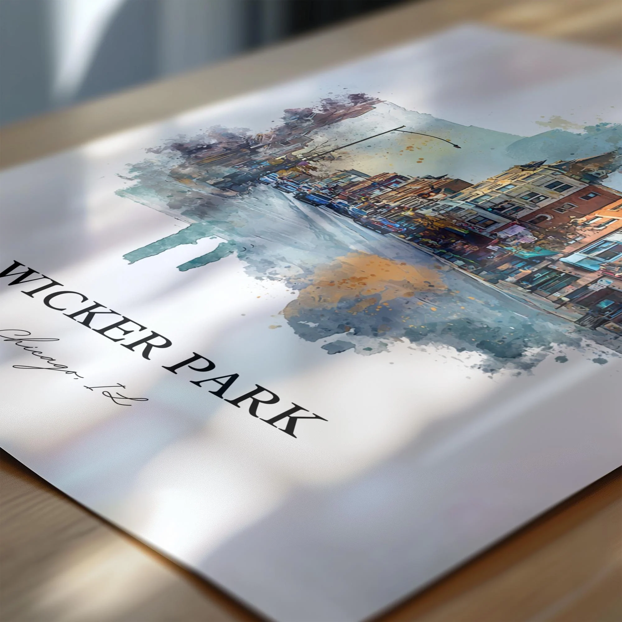 Wicker Park, Illinois – Watercolor Art Print - Image 2