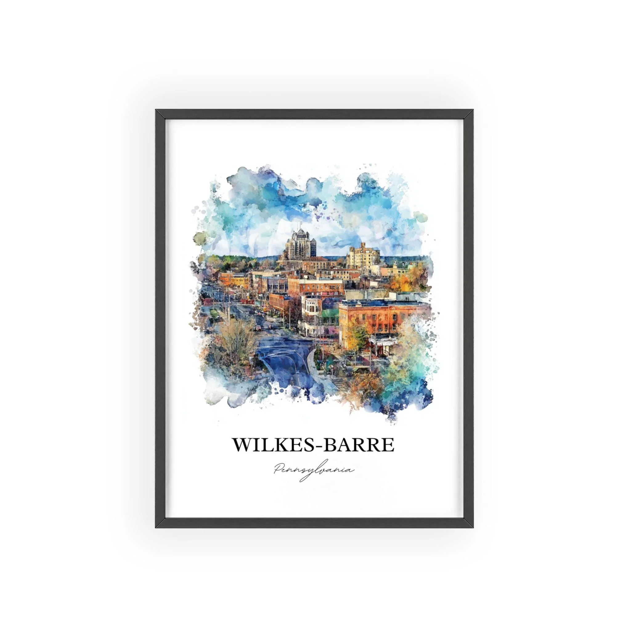 Wilkes-Barre, Pennsylvania, USA – Watercolor Art Print
