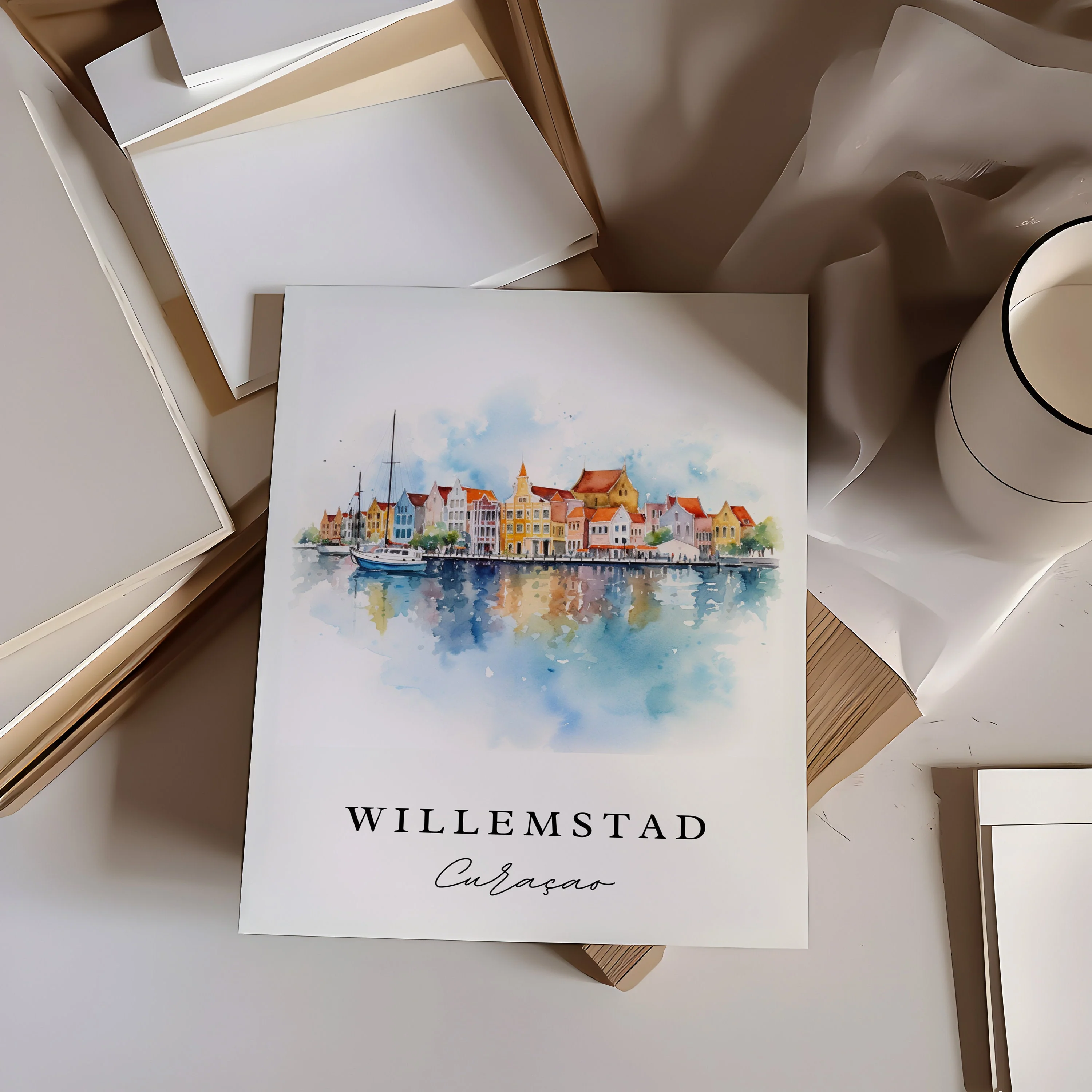 Willemstad, Curacao – Watercolor Art Print - Image 2