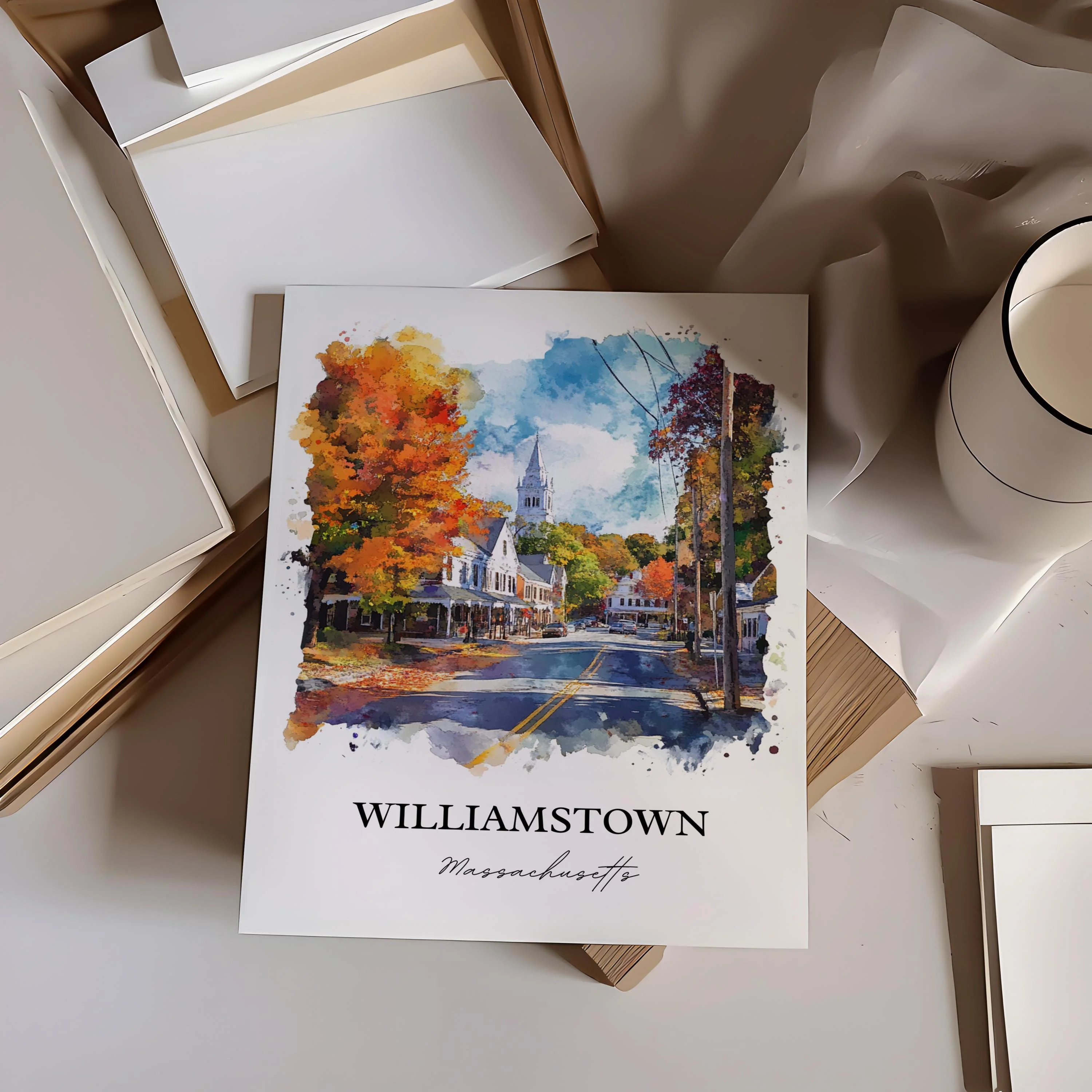 Williamstown, Massachusetts – Watercolor Art Print - Image 6