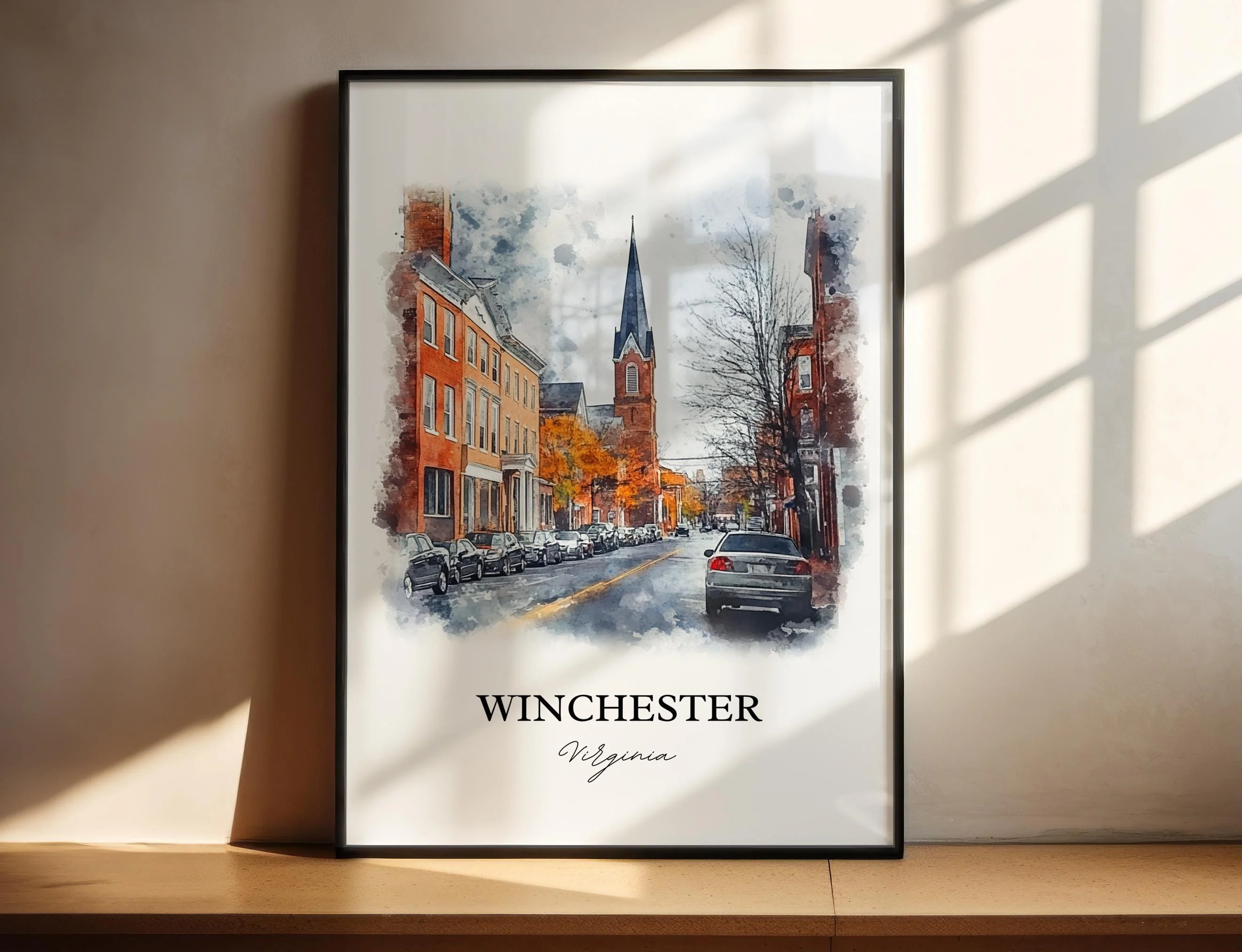 Winchester, USA – Watercolor Art Print of Shenandoah Valley Virginia
