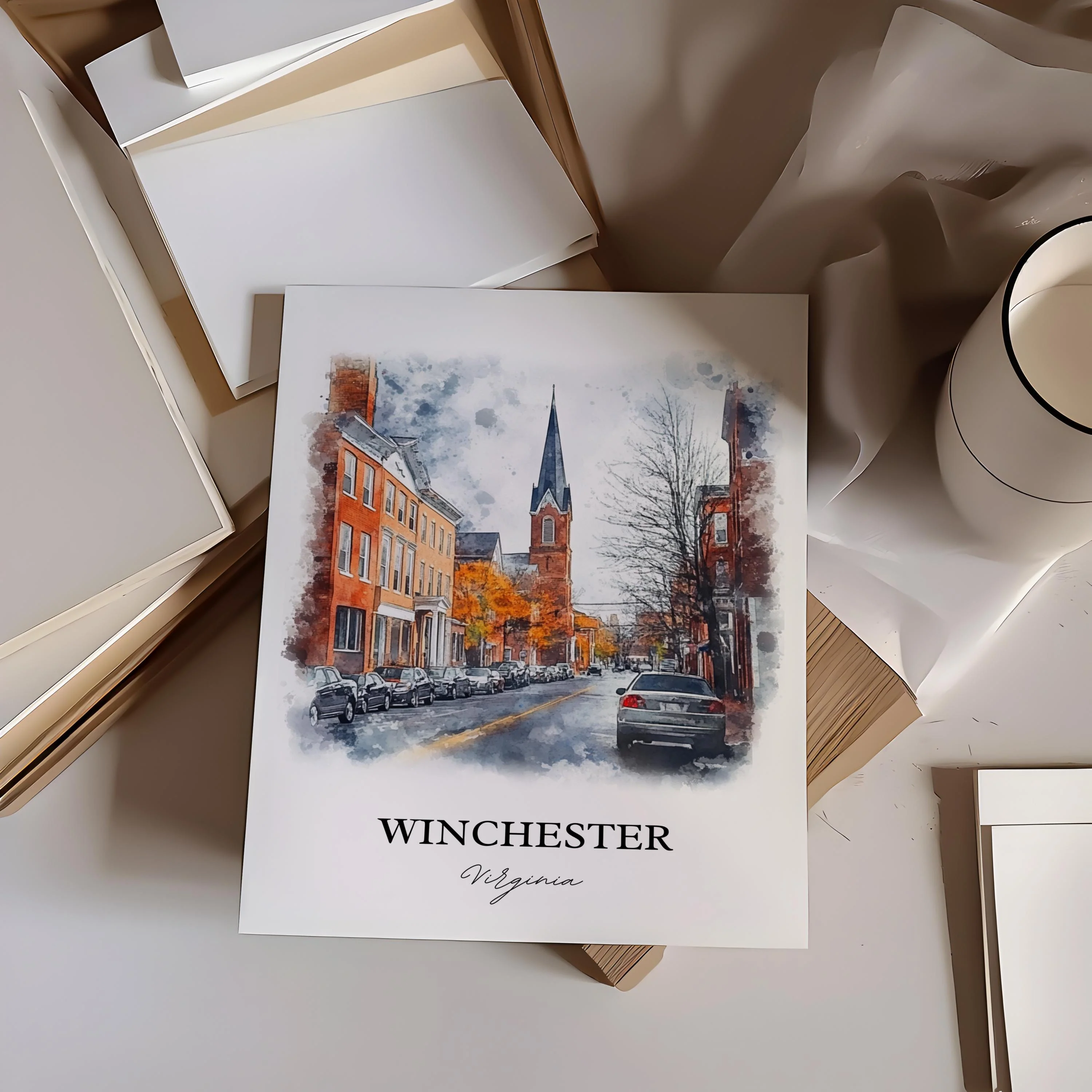 Winchester, USA – Watercolor Art Print of Shenandoah Valley Virginia - Image 6