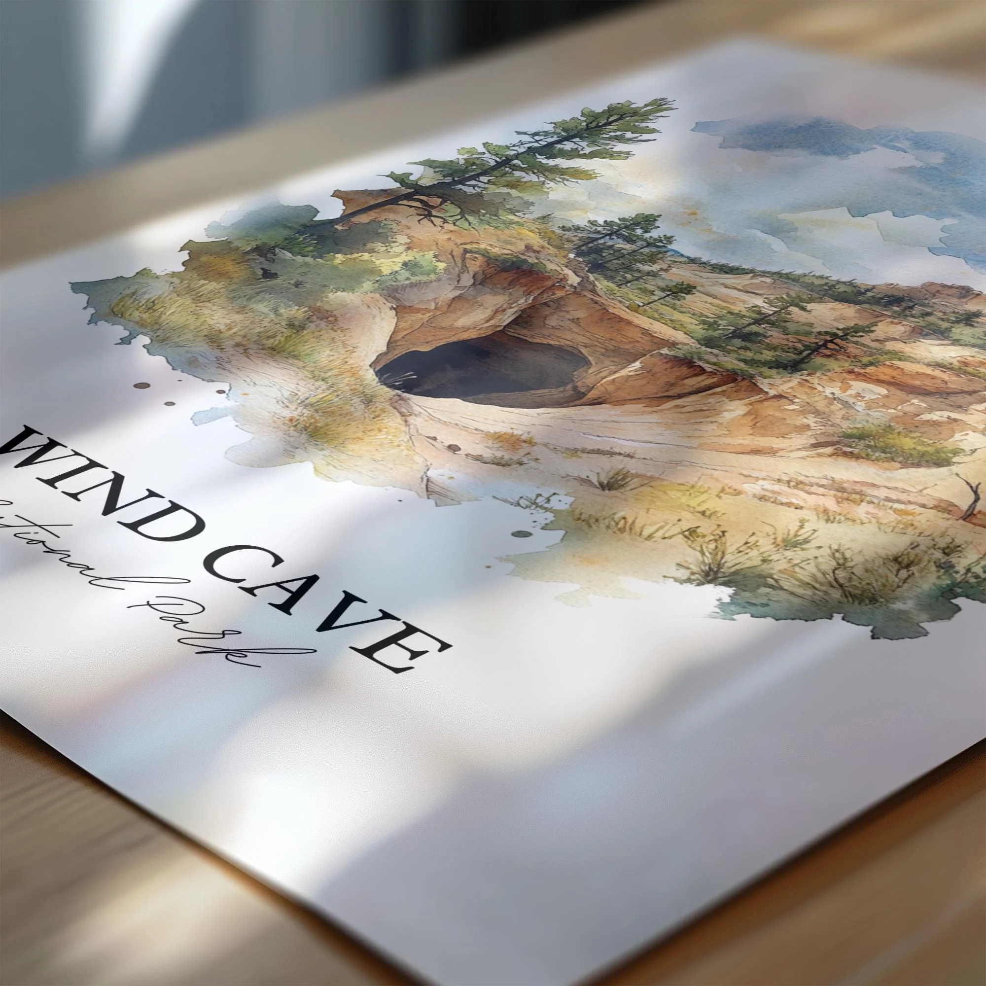 Wind Cave National Park, USA – Watercolor Art Print - Image 2