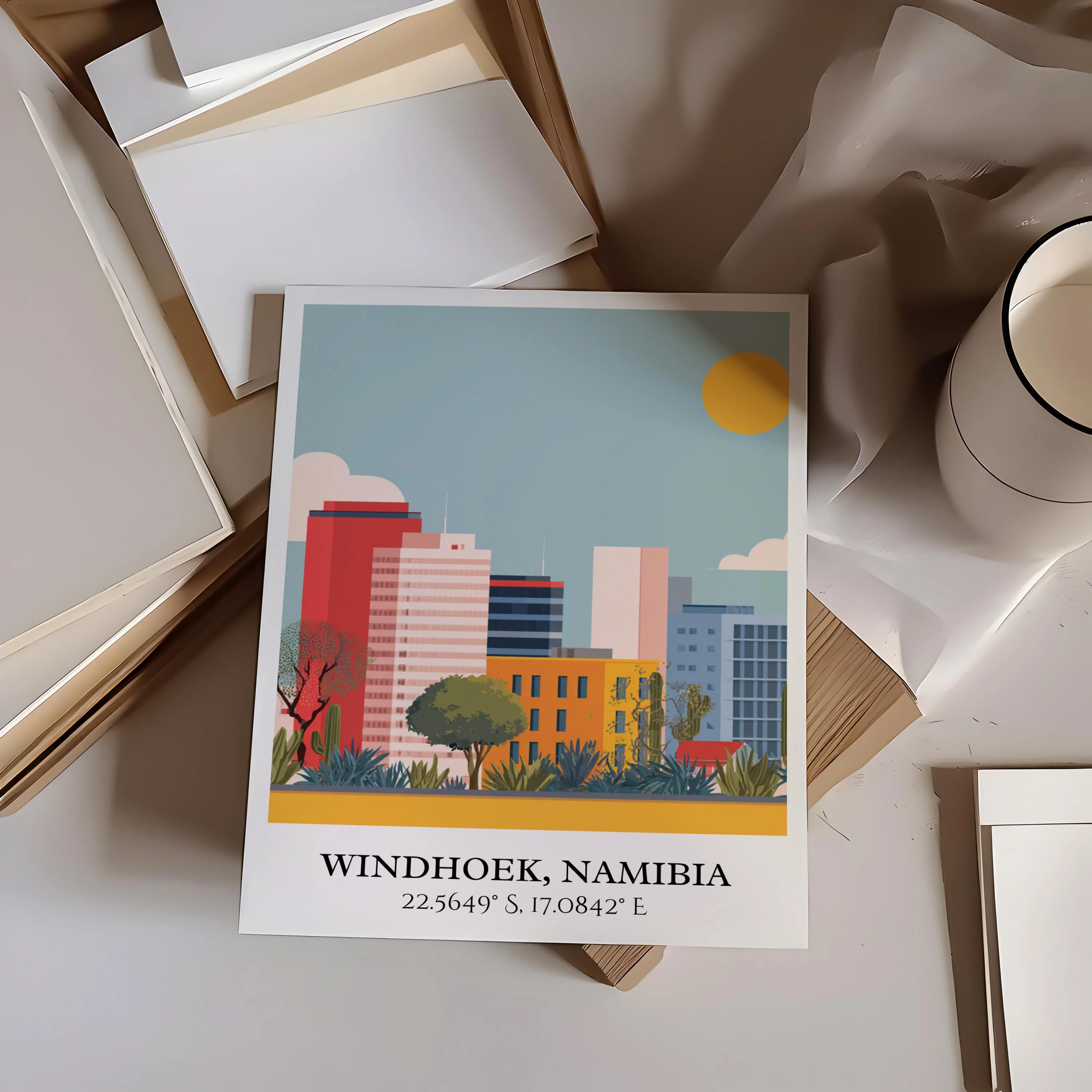 Windhoek, Namibia – Watercolor Art Print - Image 3