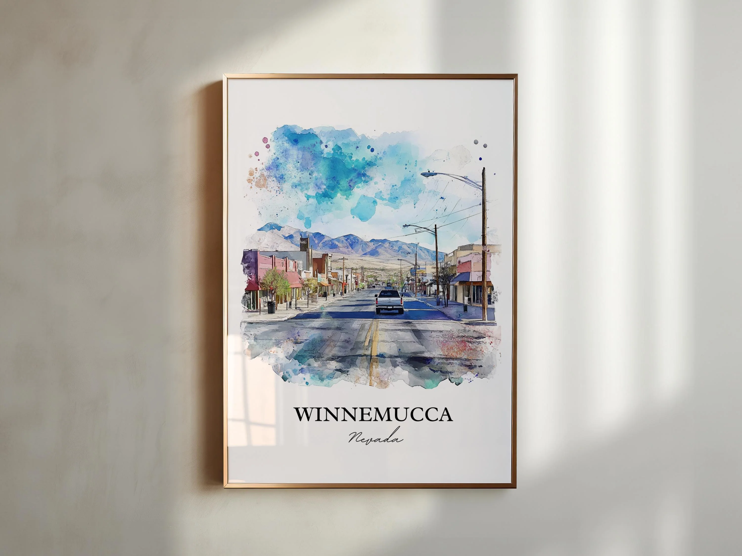 Winnemucca, NV, USA – Watercolor Art Print - Image 3