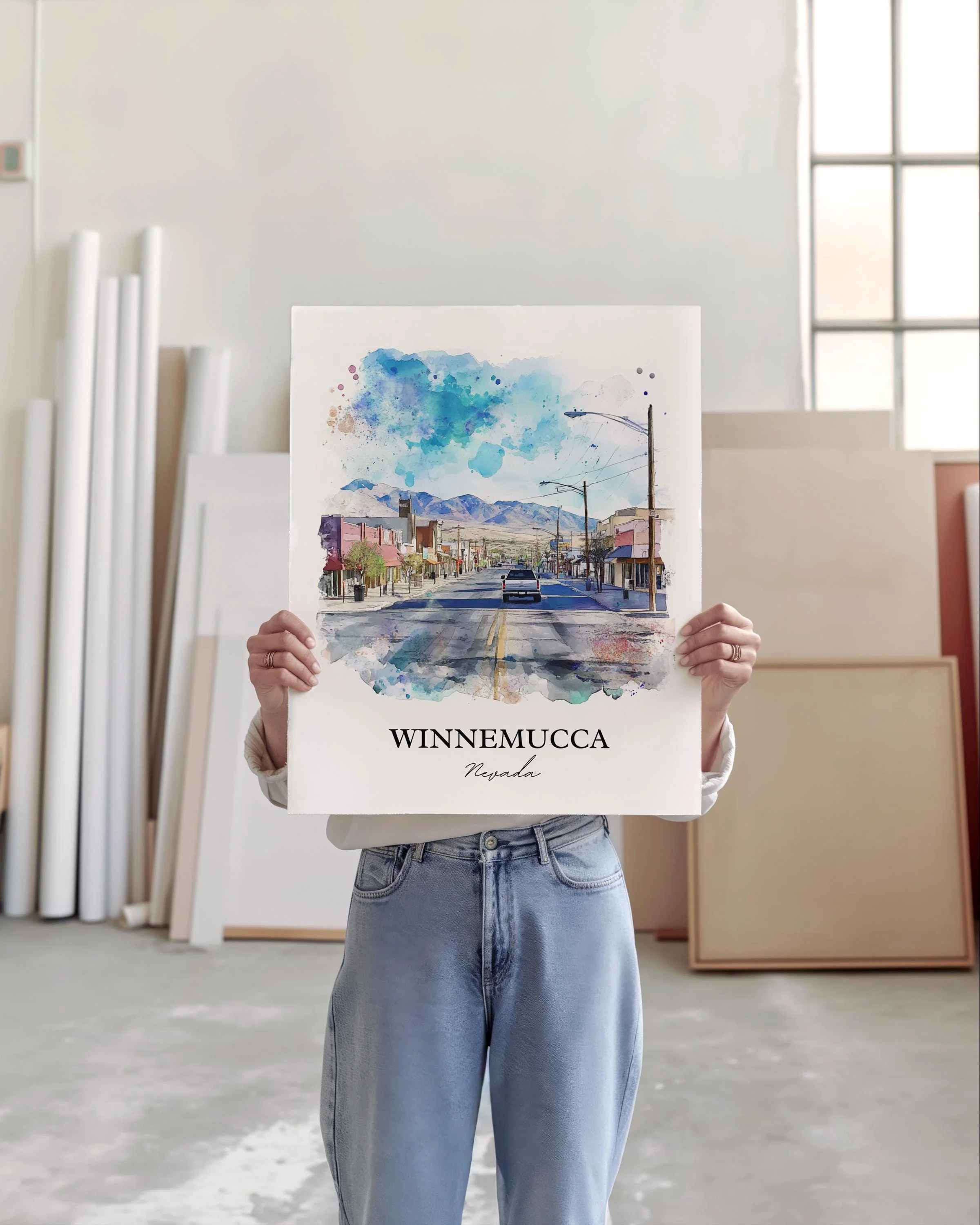 Winnemucca, NV, USA – Watercolor Art Print - Image 4