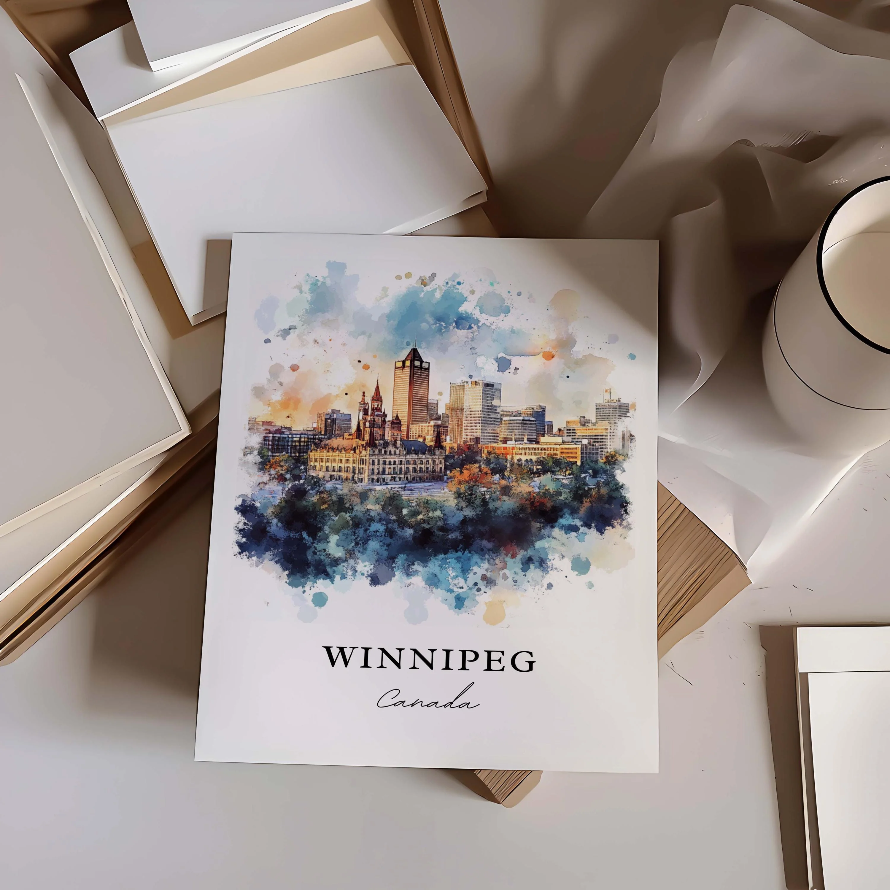 Winnipeg, Canada – Watercolor Art Print - Image 4