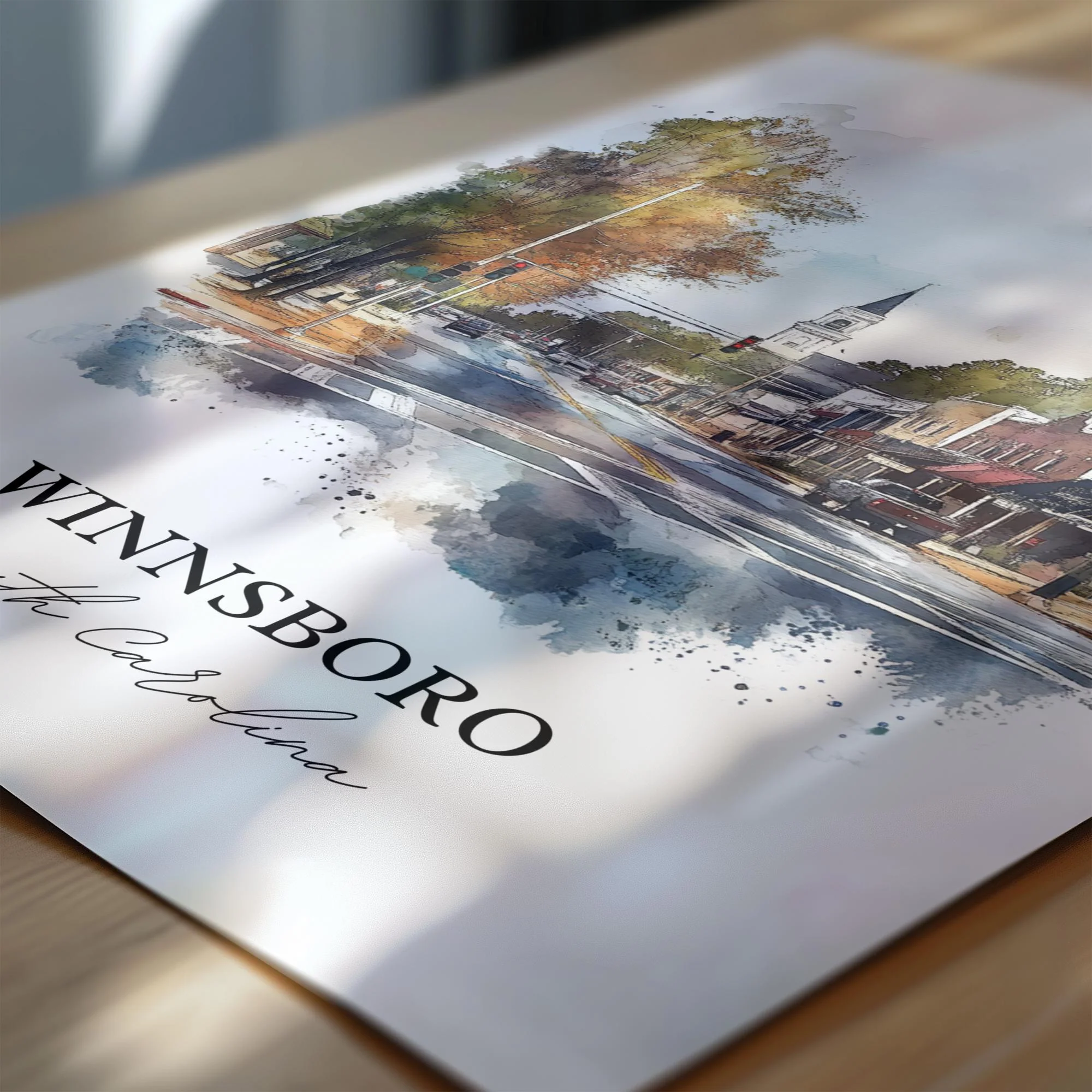 Winnsboro, South Carolina – Watercolor Art Print - Image 2