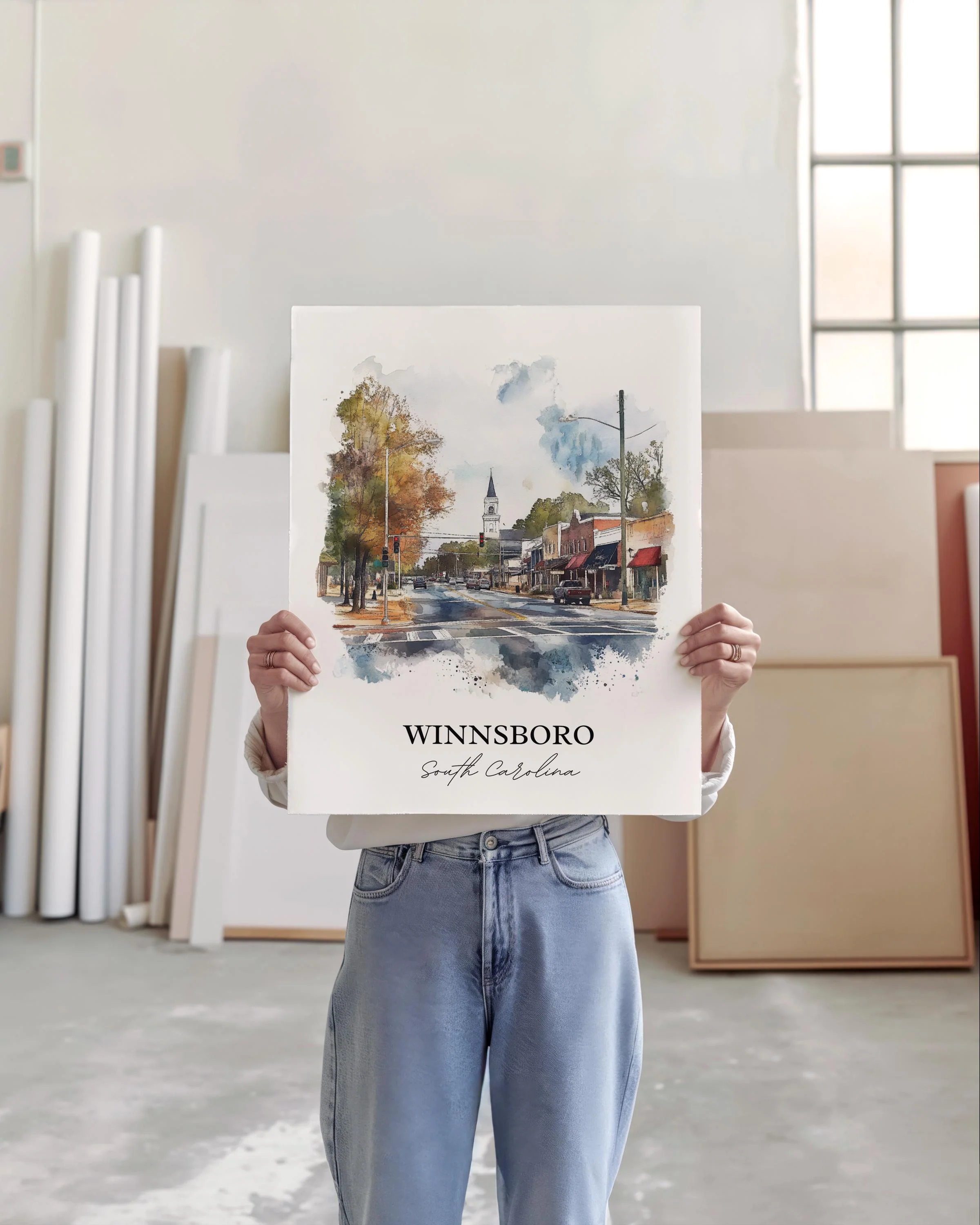 Winnsboro, South Carolina – Watercolor Art Print - Image 3