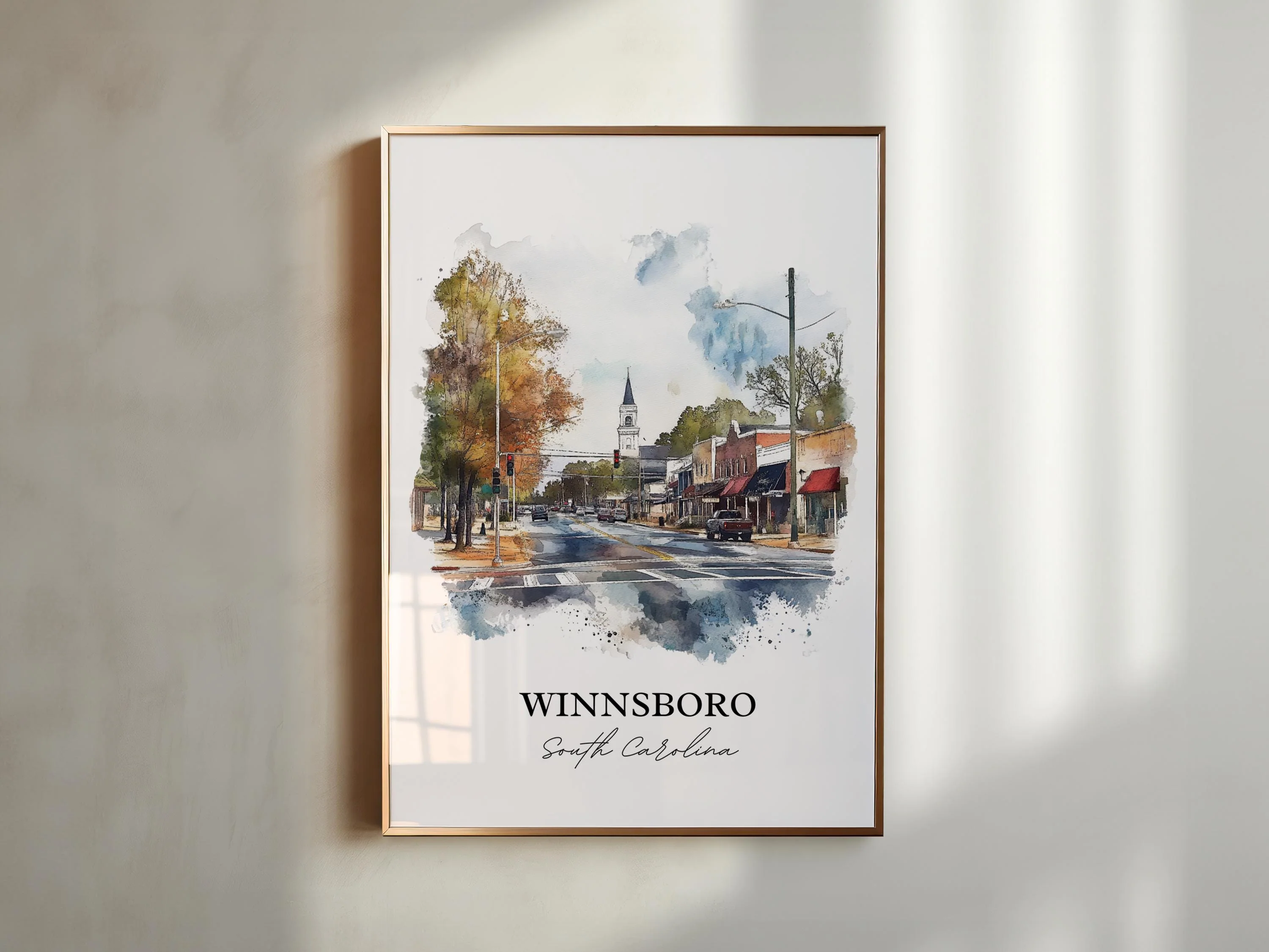 Winnsboro, South Carolina – Watercolor Art Print - Image 6