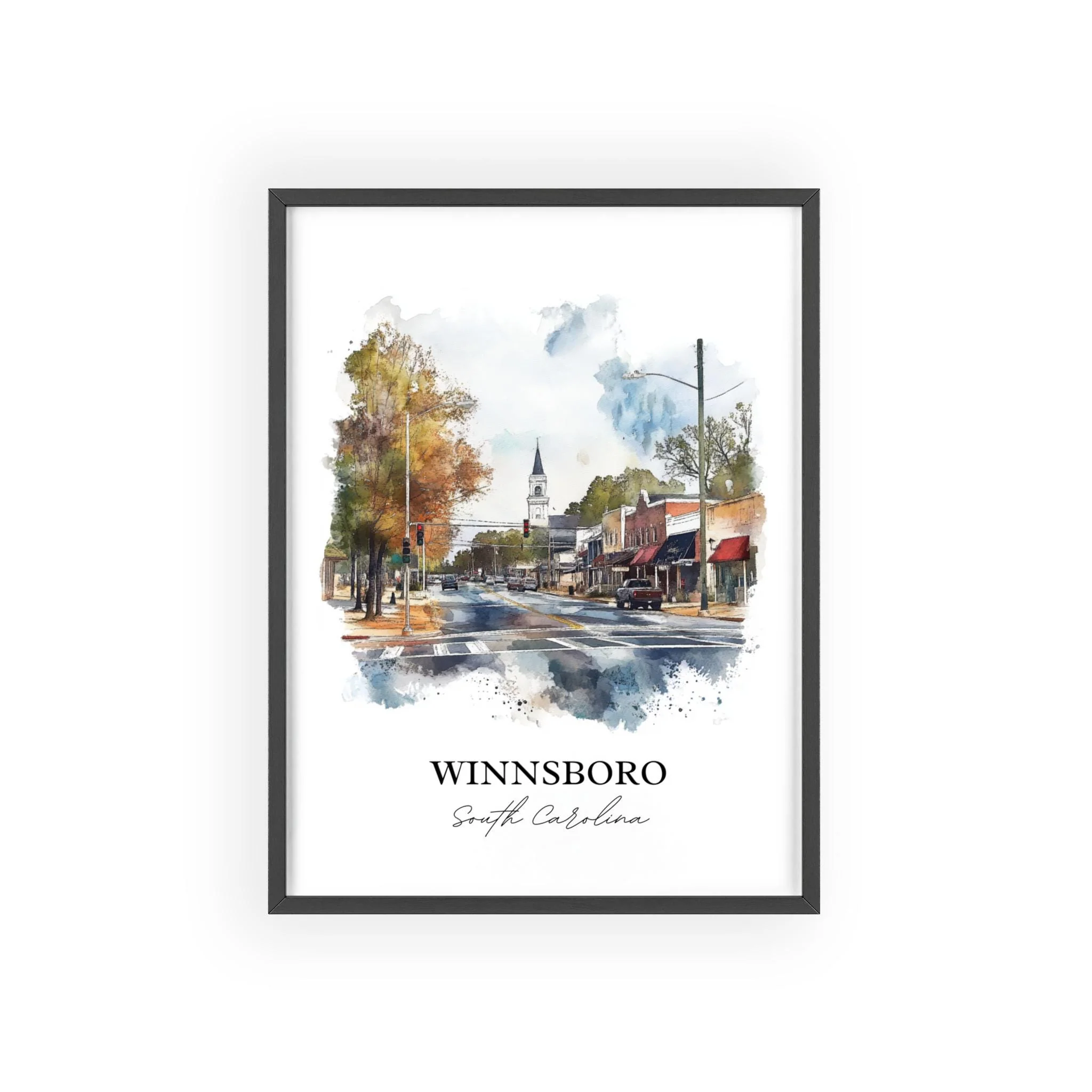 Winnsboro, South Carolina – Watercolor Art Print - Image 7